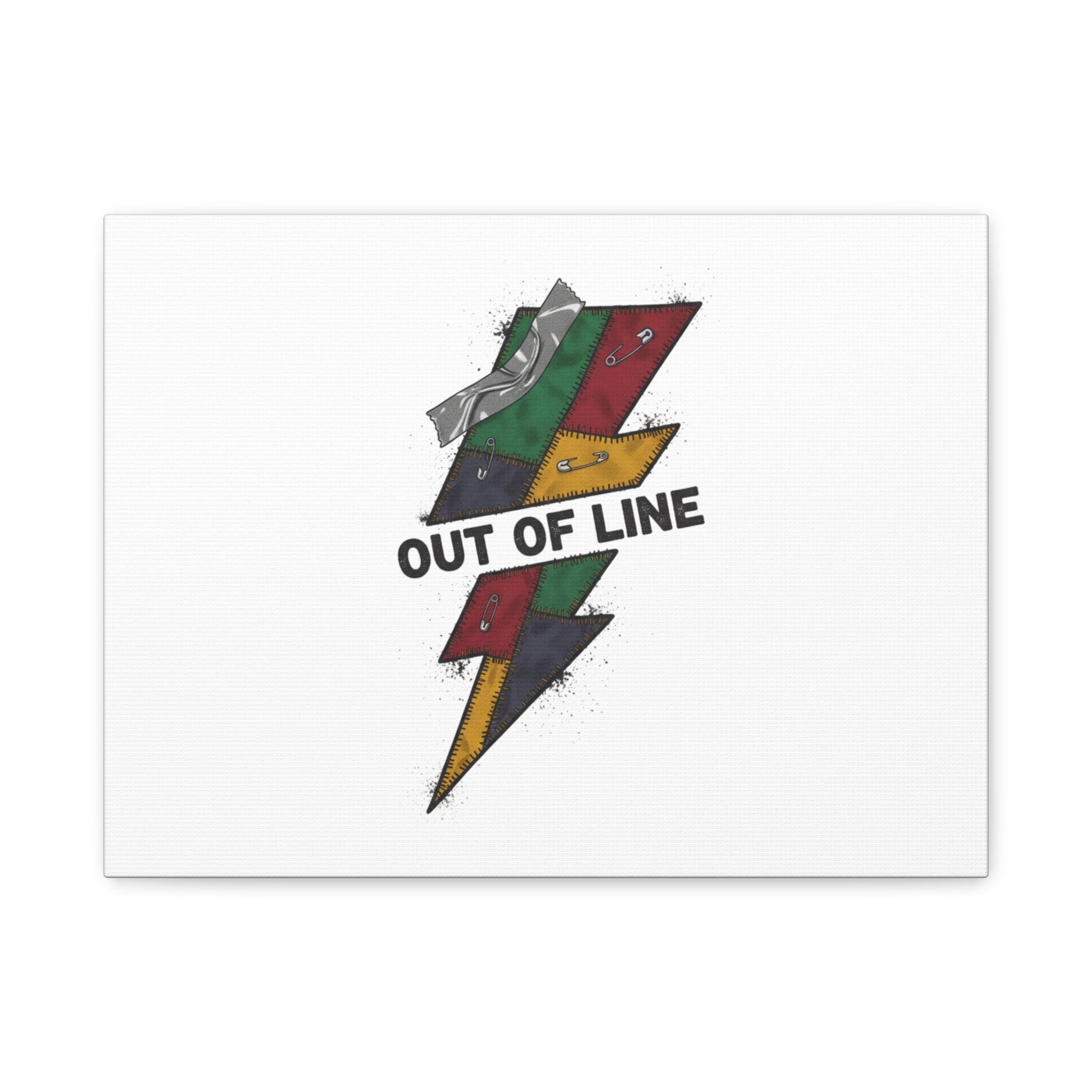 Out of Line Lightning Canvas | Grunge Plaid Patchwork, 90s Rock Revival