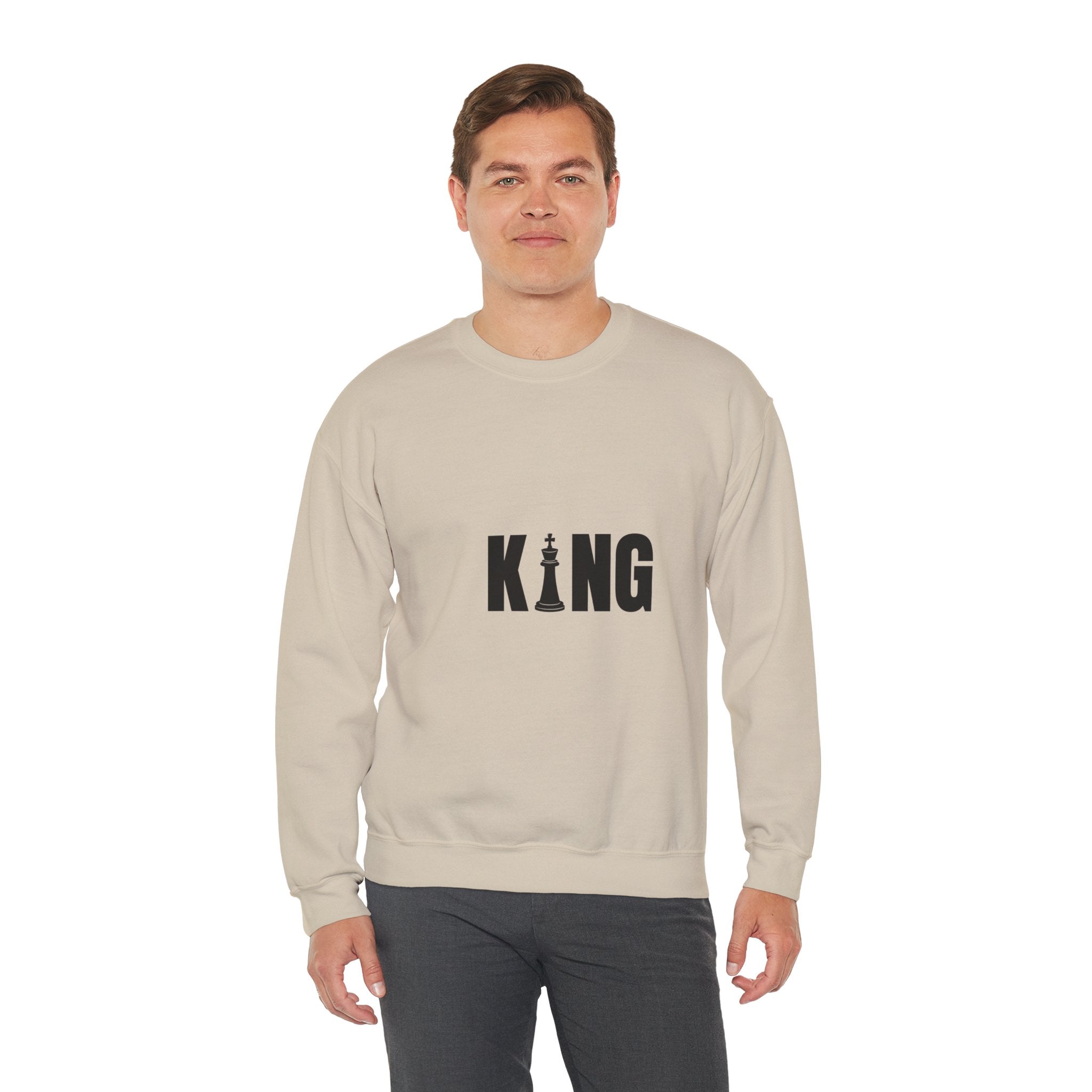 King Chess Piece Crewneck Sweatshirt — Minimalist Chess King Graphic