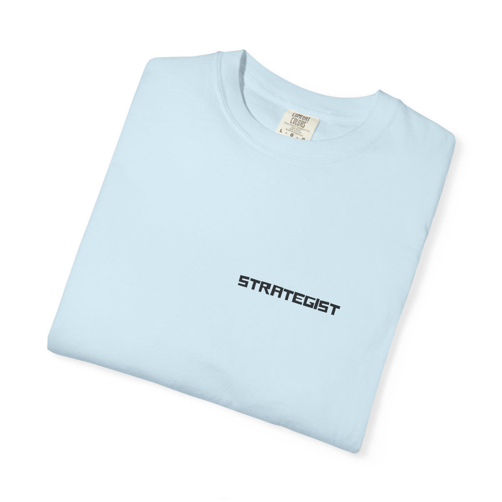 Strategist Minimalist Tee — Small Chest Text Graphic T-Shirt