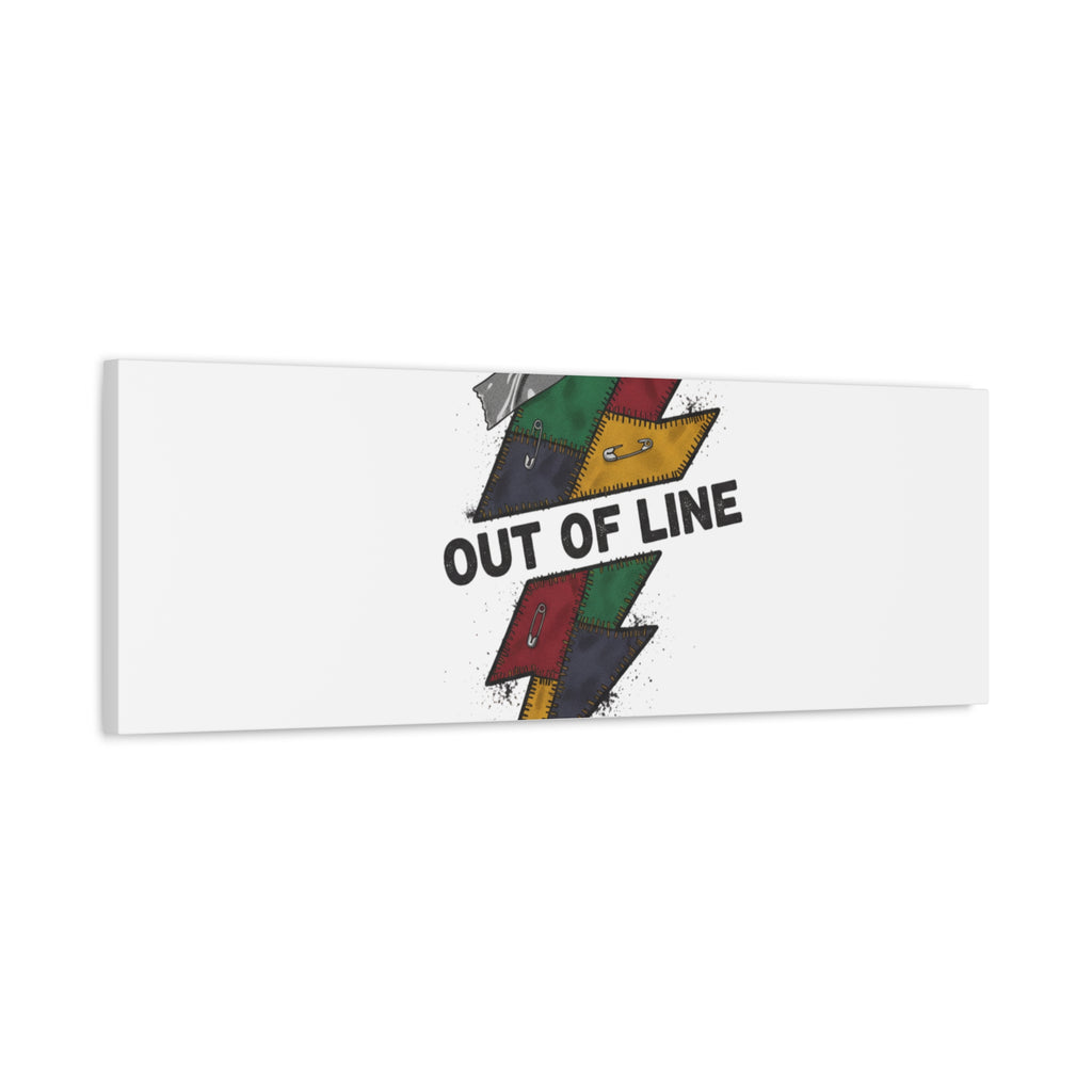 Out of Line Lightning Canvas | Grunge Plaid Patchwork, 90s Rock Revival