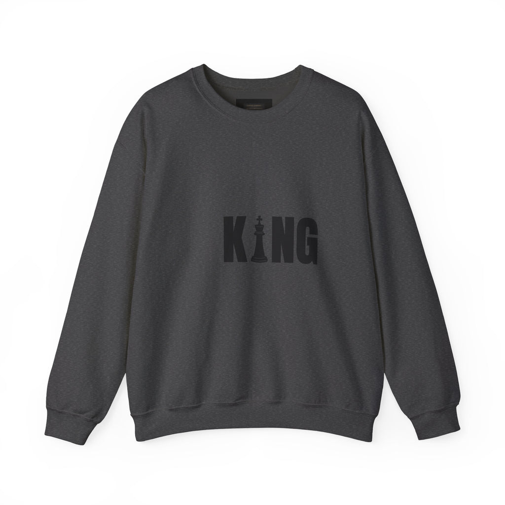 King Chess Piece Crewneck Sweatshirt — Minimalist Chess King Graphic
