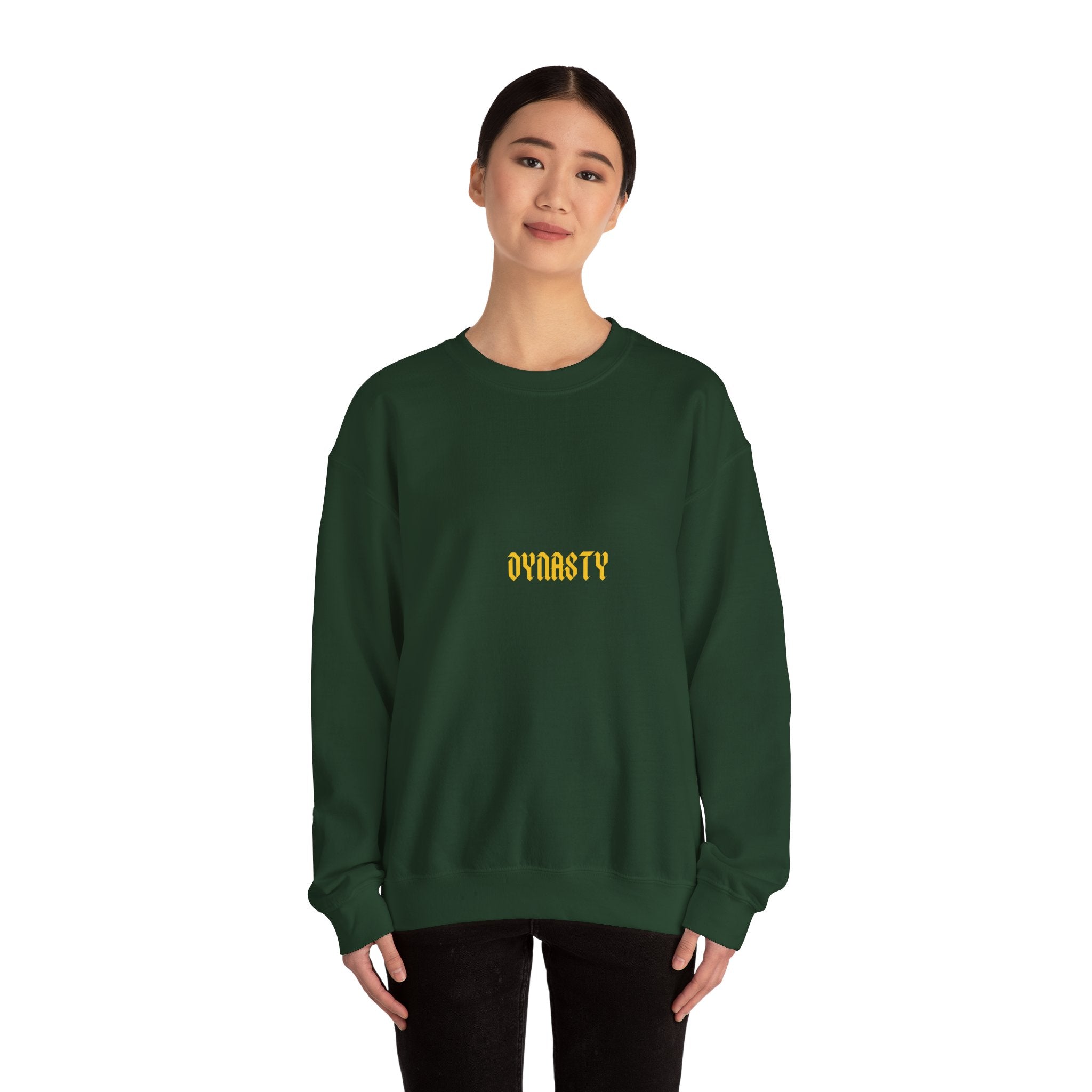 Dynasty Minimalist Crewneck Sweatshirt — Small Gold Text