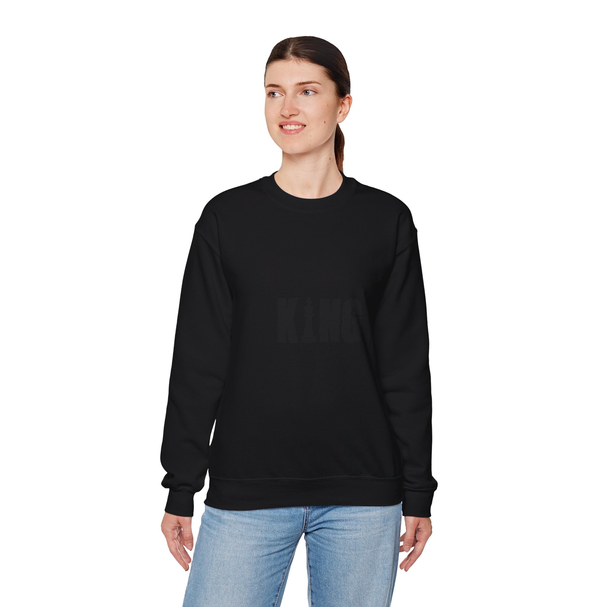 King Chess Piece Crewneck Sweatshirt — Minimalist Chess King Graphic