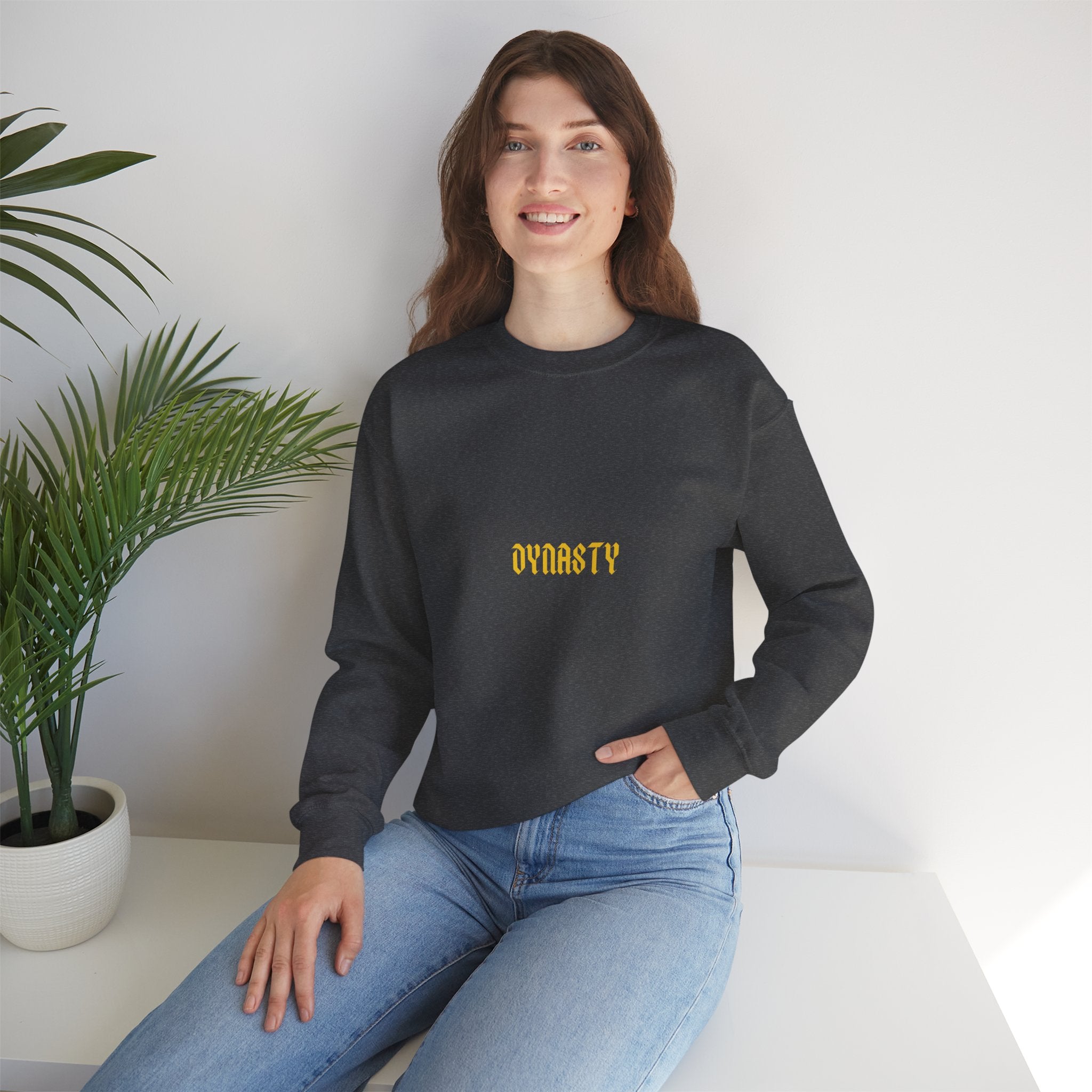 Dynasty Minimalist Crewneck Sweatshirt — Small Gold Text