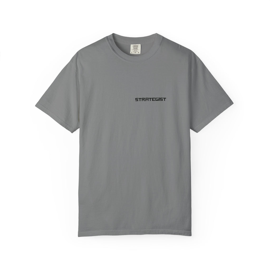 Strategist Minimalist Tee — Small Chest Text Graphic T-Shirt