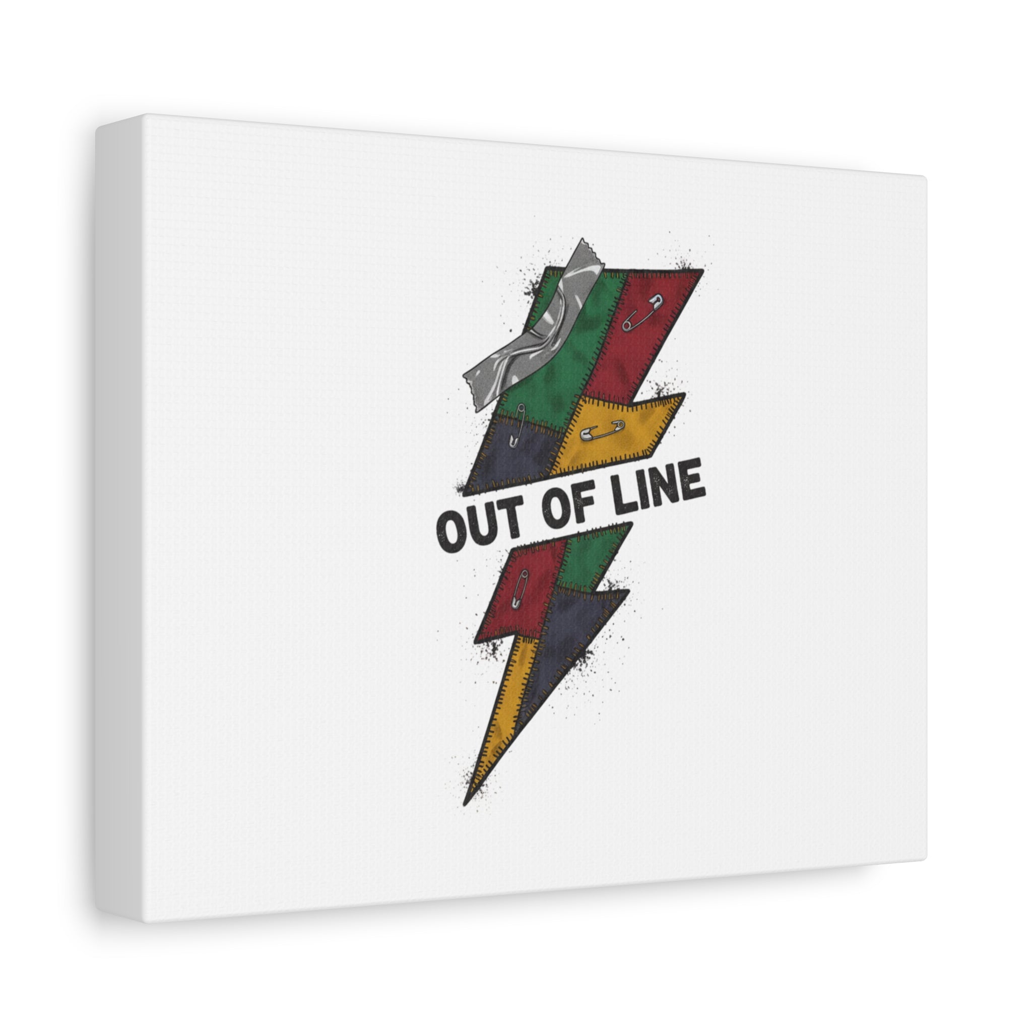 Out of Line Lightning Canvas | Grunge Plaid Patchwork, 90s Rock Revival