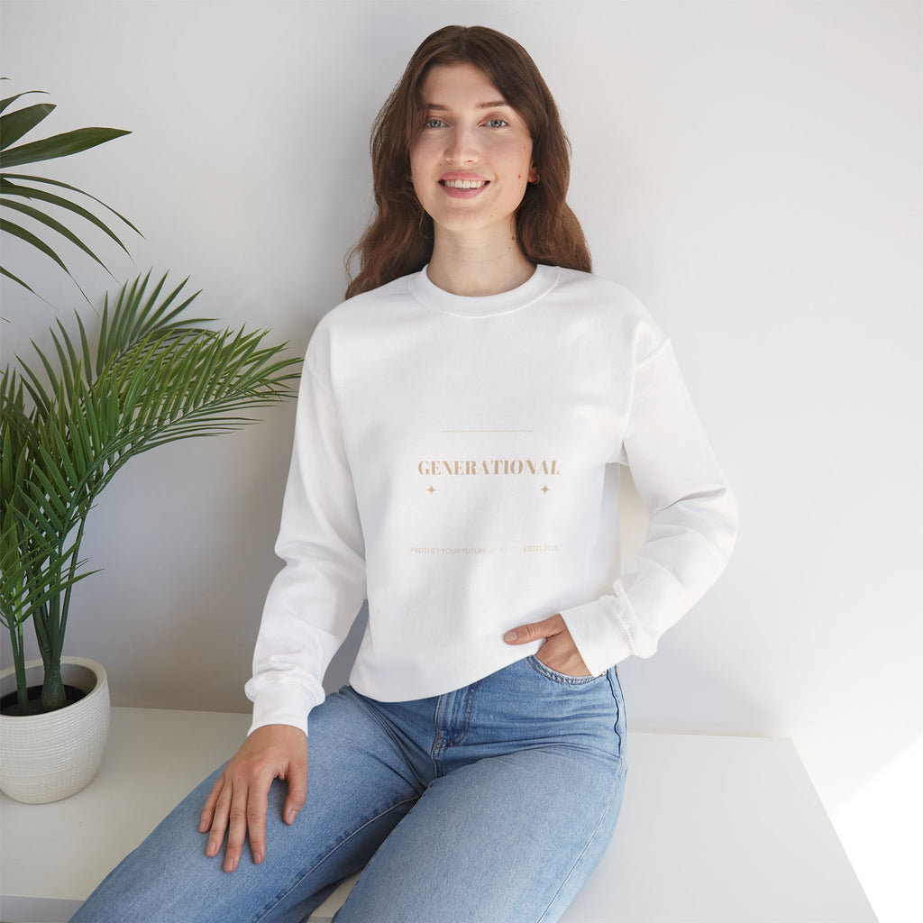 Minimal 'Generationova' White Crewneck Sweatshirt – Subtle Gold Logo