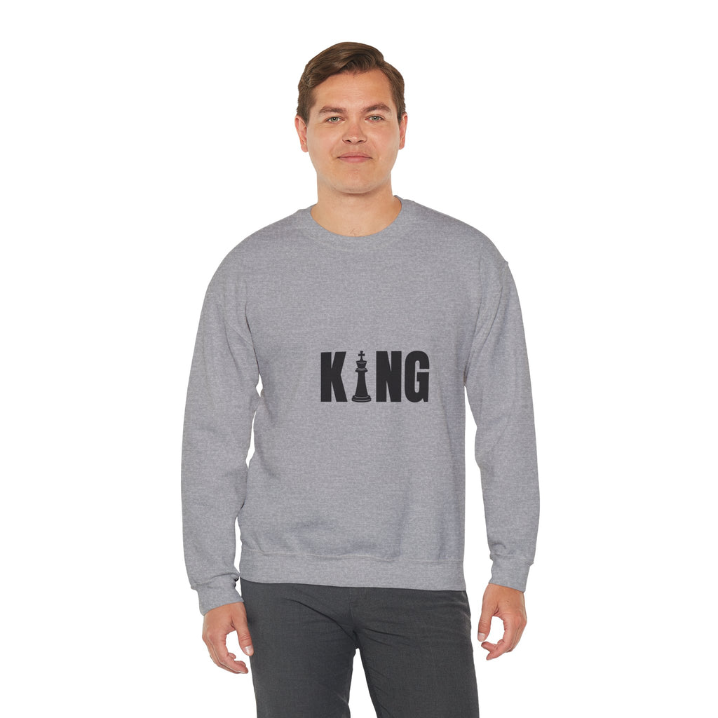King Chess Piece Crewneck Sweatshirt — Minimalist Chess King Graphic