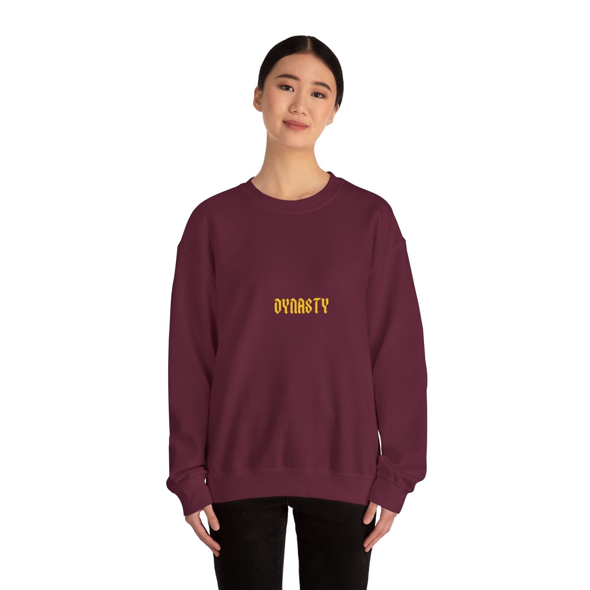 Dynasty Minimalist Crewneck Sweatshirt — Small Gold Text