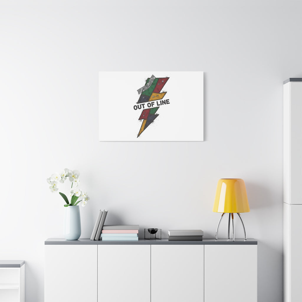 Out of Line Lightning Canvas | Grunge Plaid Patchwork, 90s Rock Revival