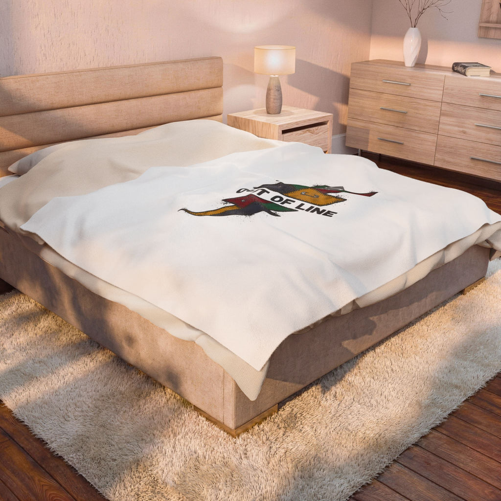 Out of Line lightning bolt velveteen blanket | grunge plaid revival, 90s rock aesthetic