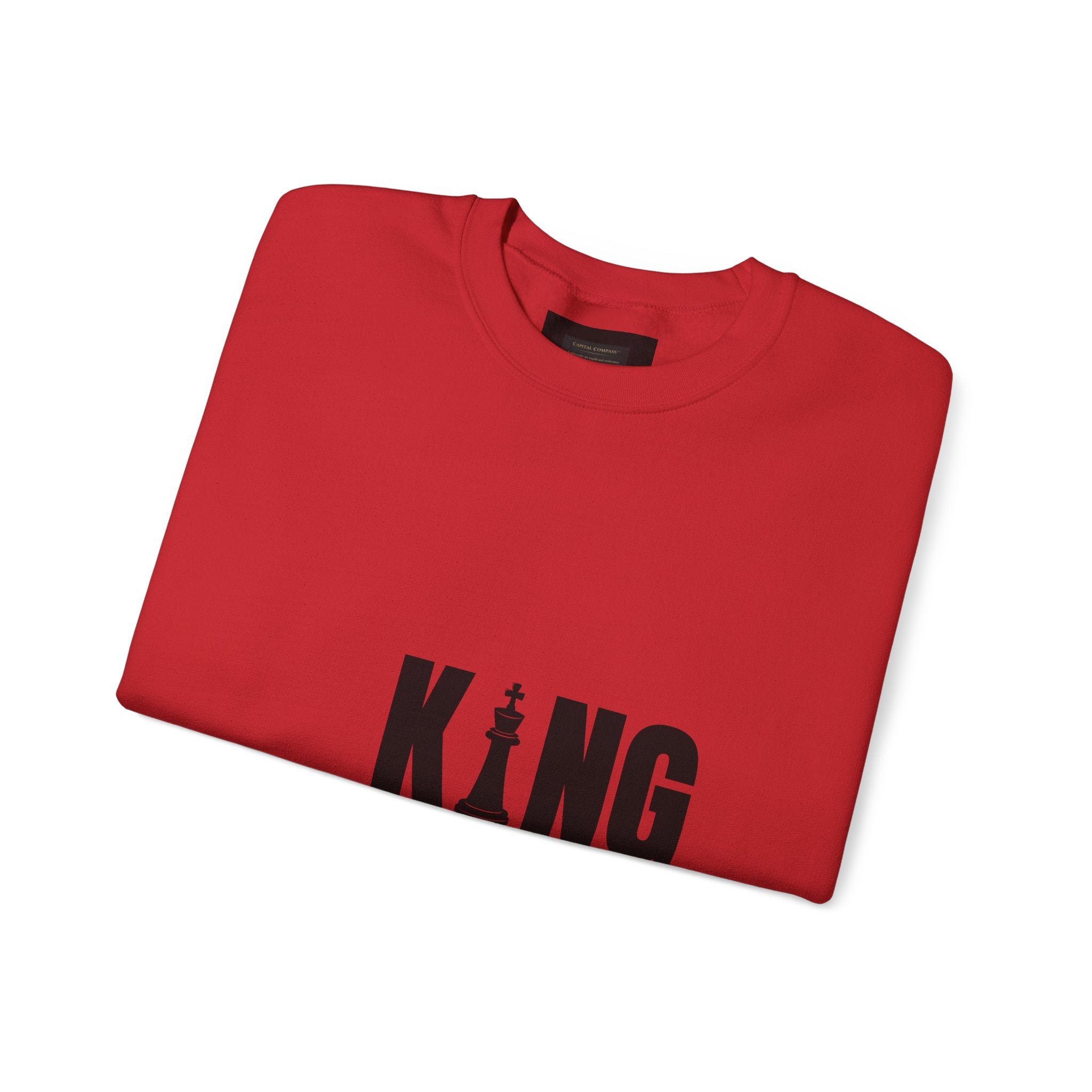 King Chess Piece Crewneck Sweatshirt — Minimalist Chess King Graphic