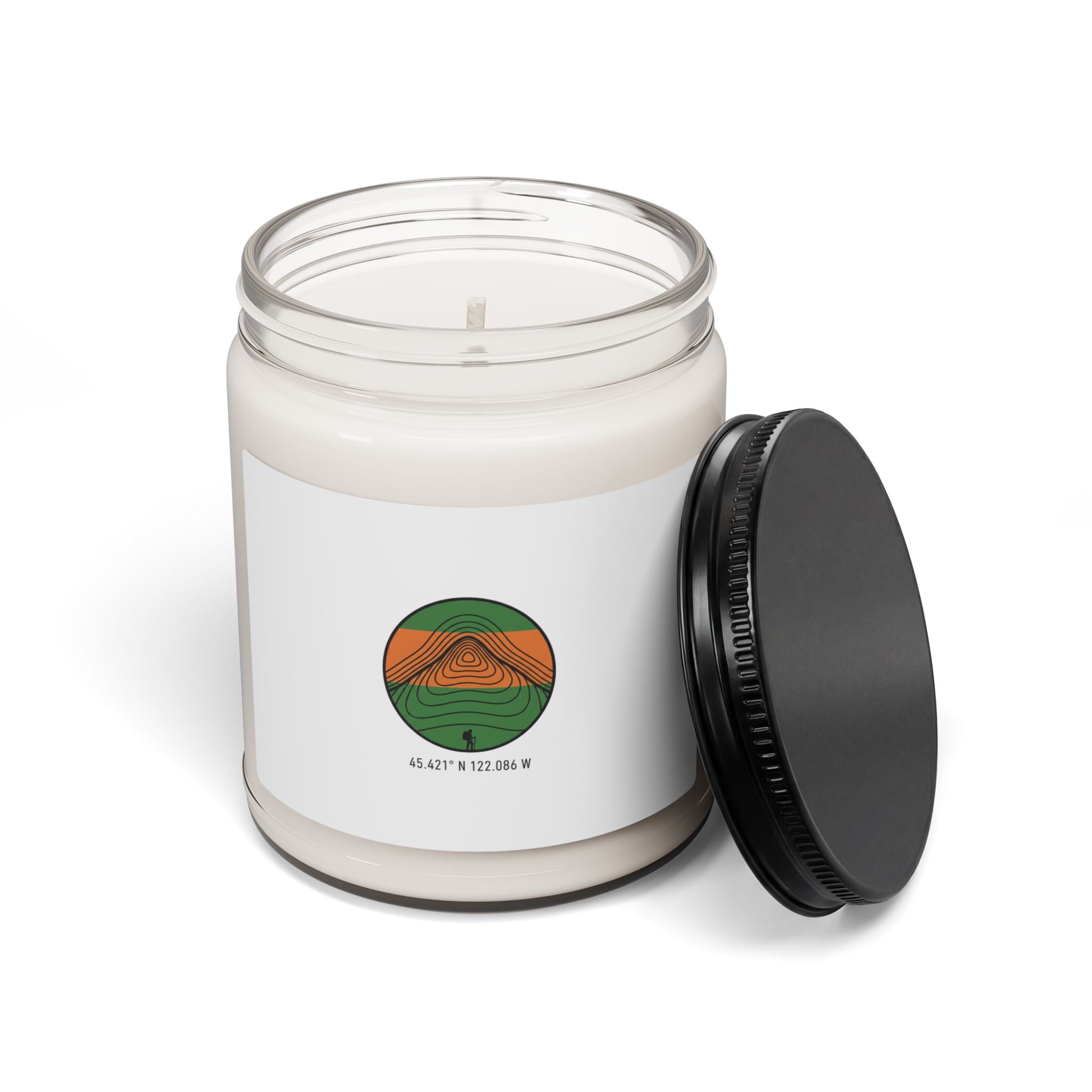 Topographic Contour Circle Candle, Soy Candle | Contour Line Design, Coordinates