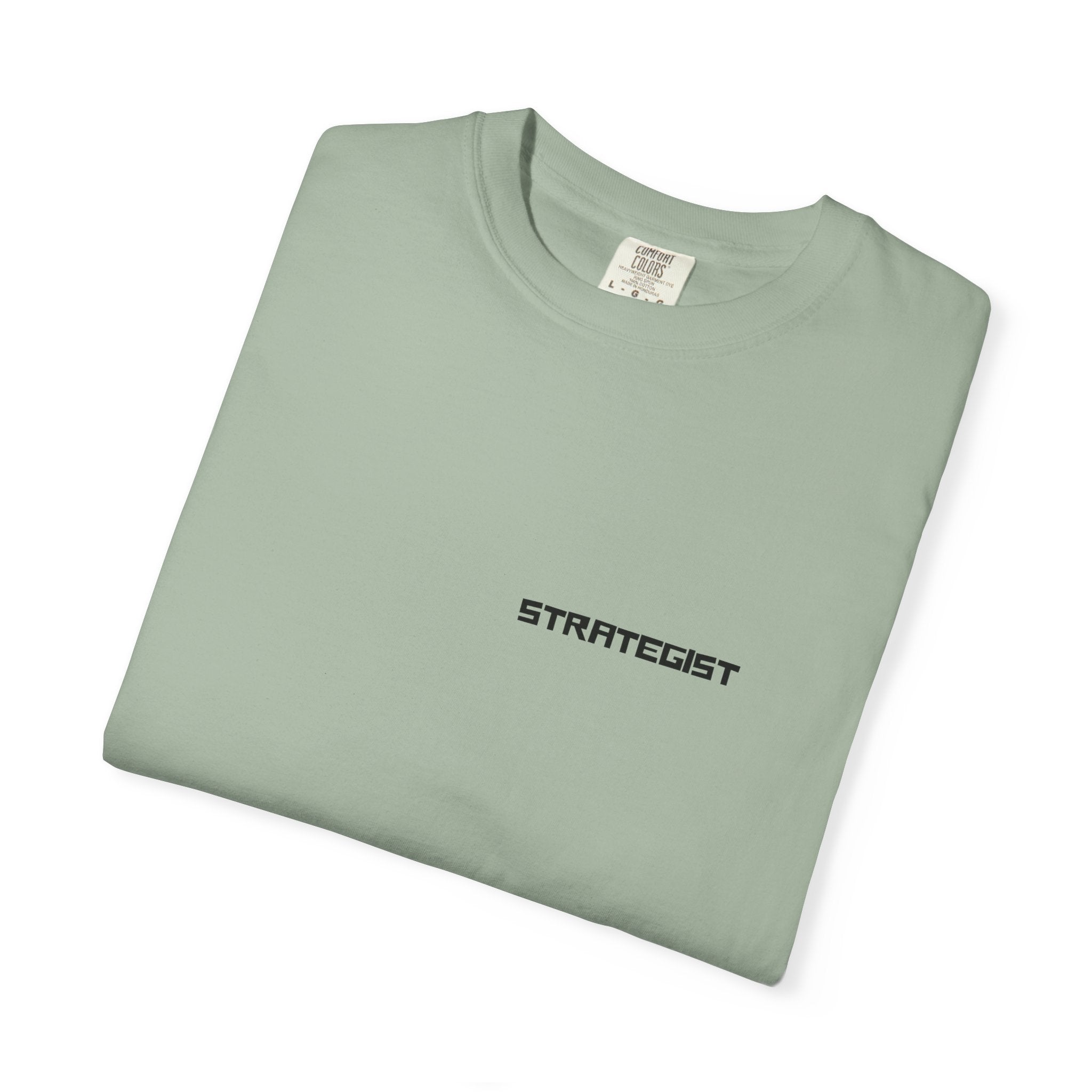 Strategist Minimalist Tee — Small Chest Text Graphic T-Shirt