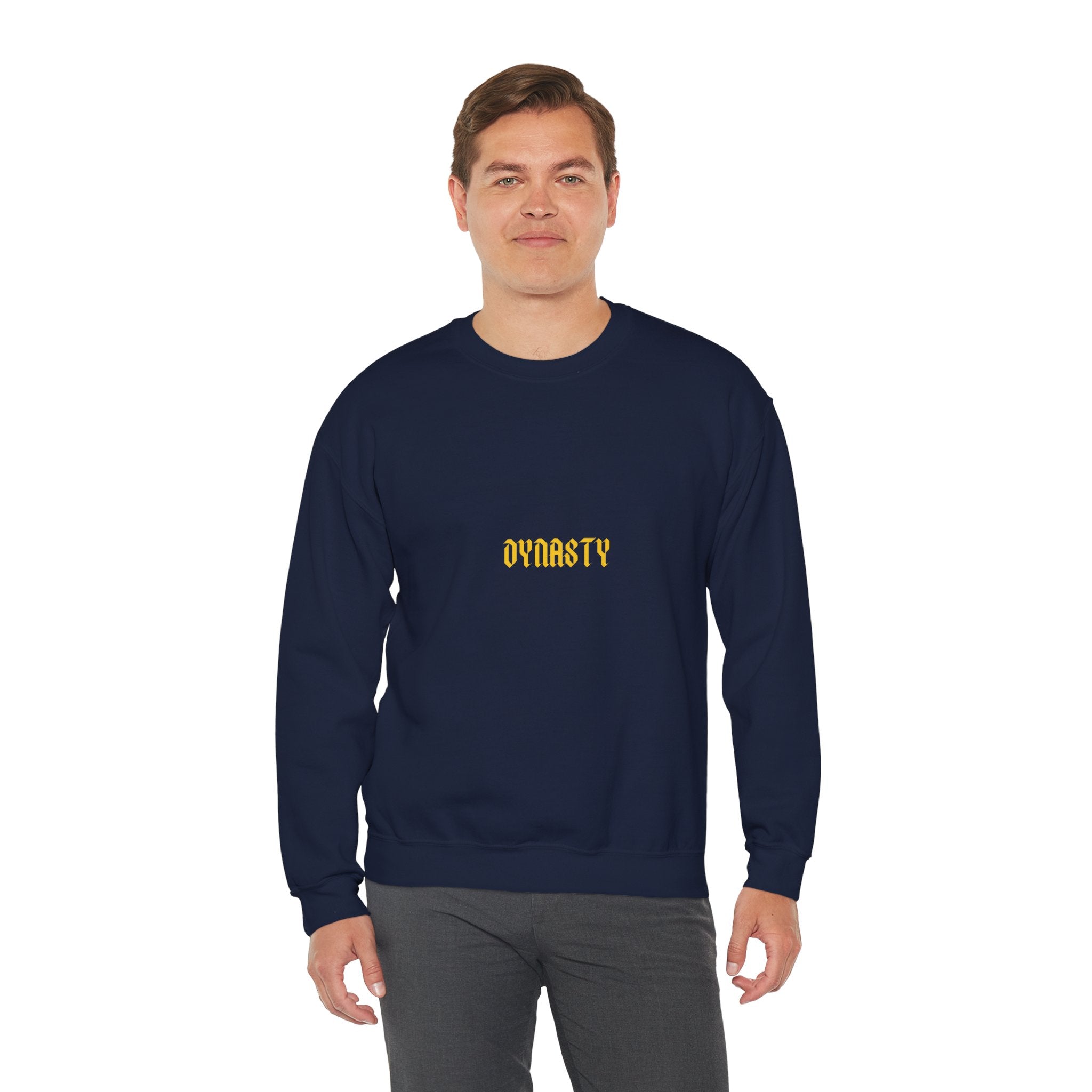 Dynasty Minimalist Crewneck Sweatshirt — Small Gold Text