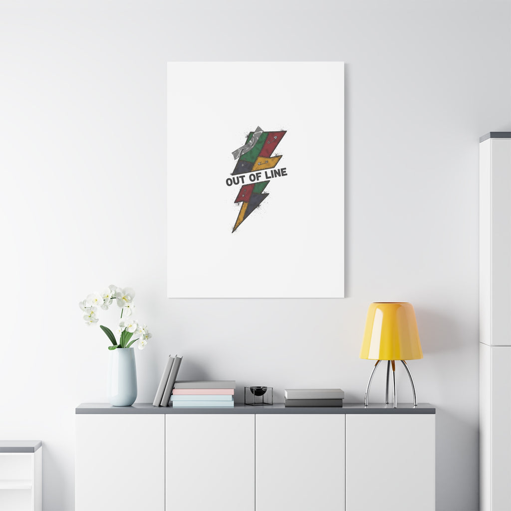 Out of Line Lightning Canvas | Grunge Plaid Patchwork, 90s Rock Revival