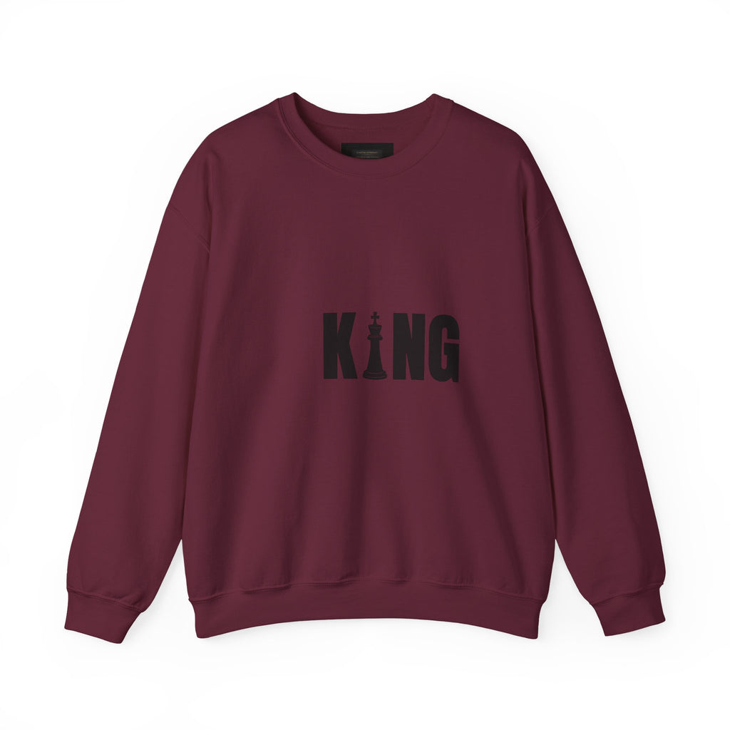 King Chess Piece Crewneck Sweatshirt — Minimalist Chess King Graphic