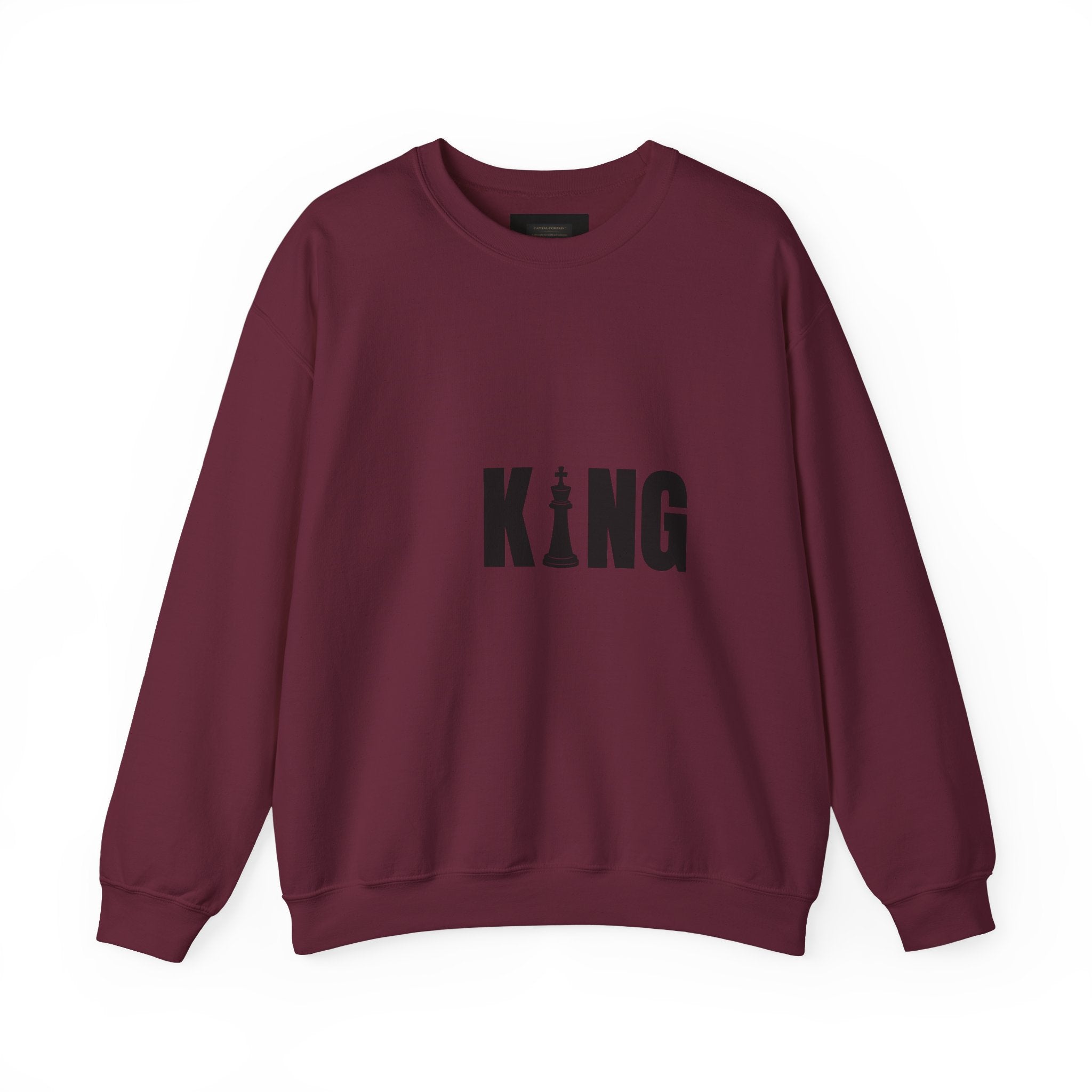 King Chess Piece Crewneck Sweatshirt — Minimalist Chess King Graphic