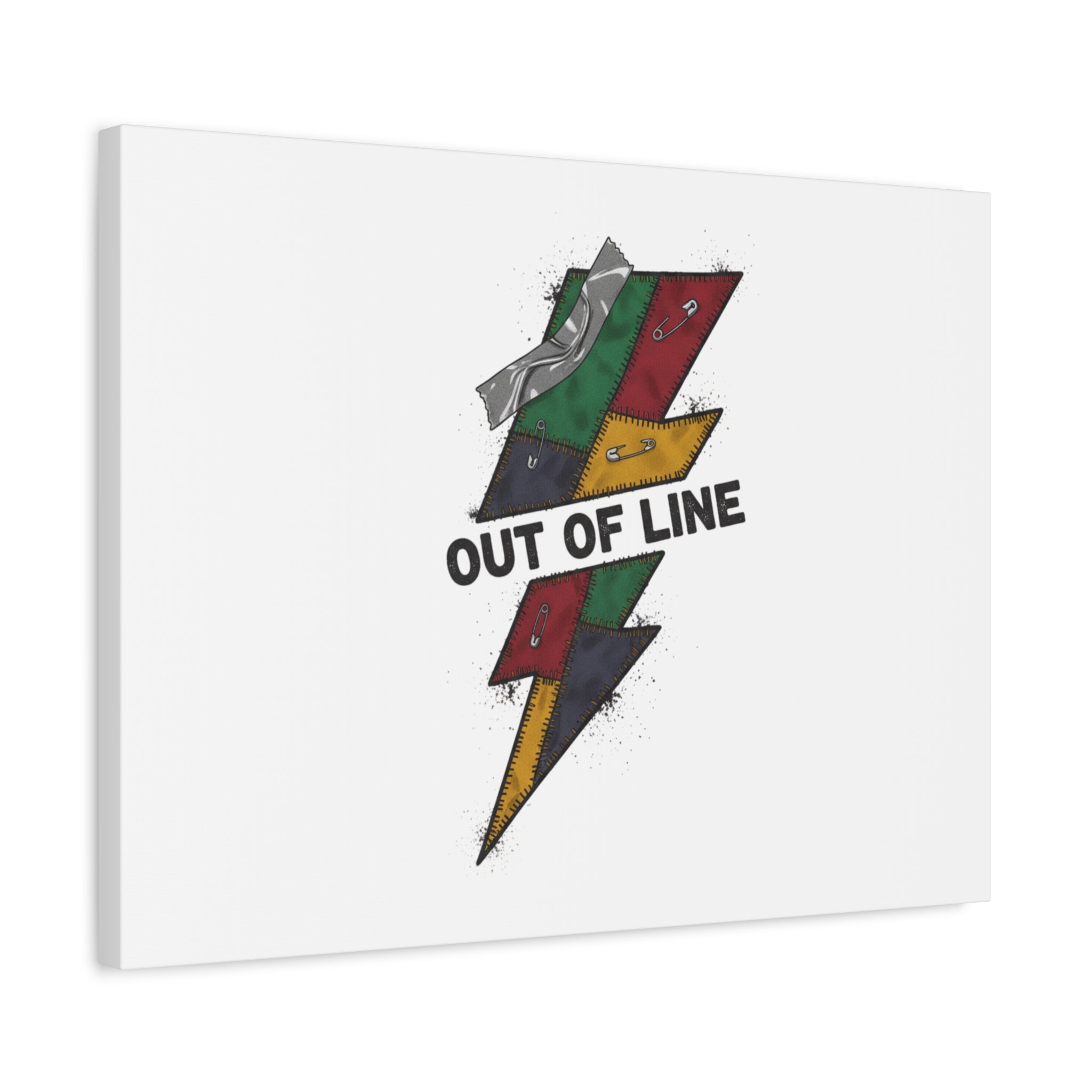 Out of Line Lightning Canvas | Grunge Plaid Patchwork, 90s Rock Revival