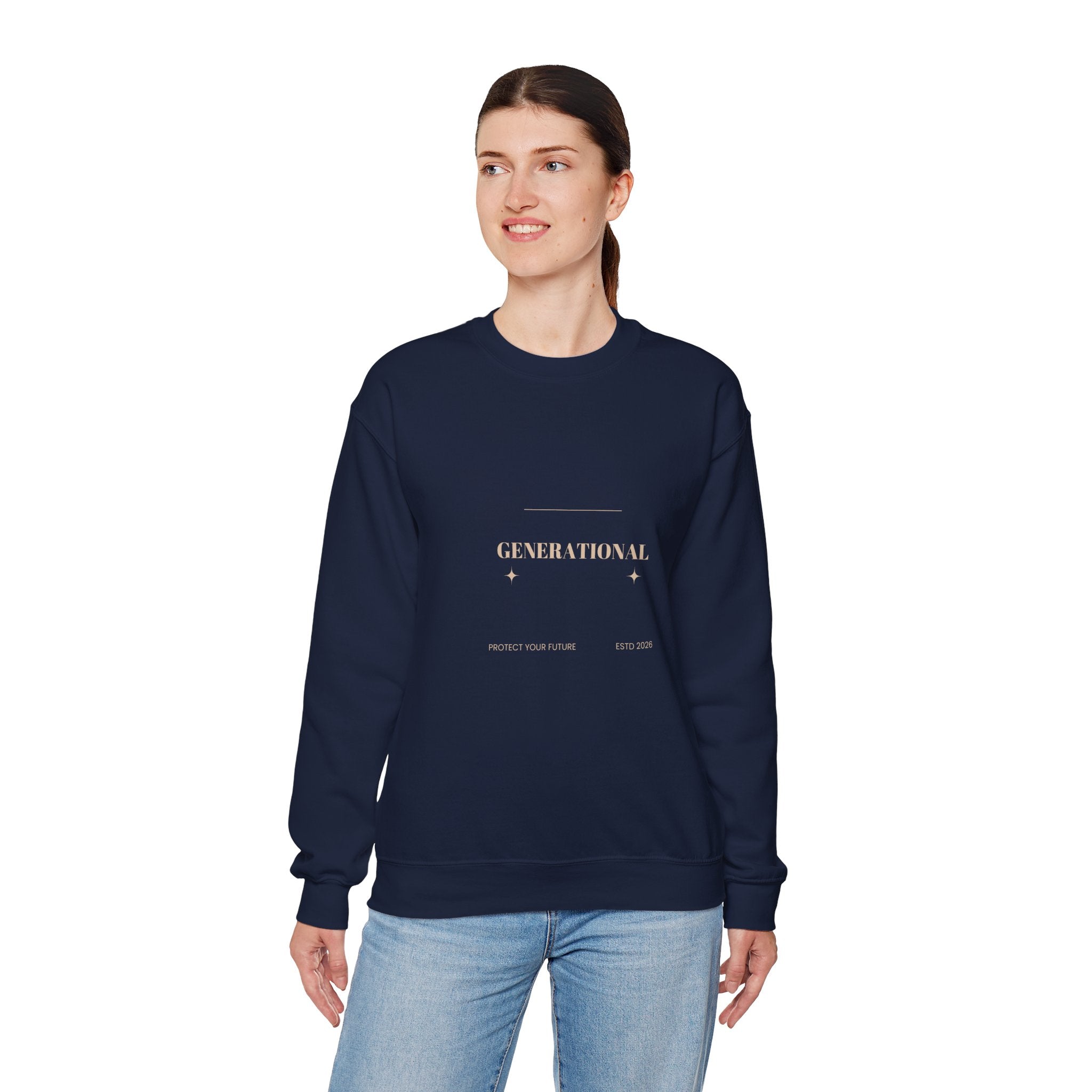 Minimal 'Generationova' White Crewneck Sweatshirt – Subtle Gold Logo