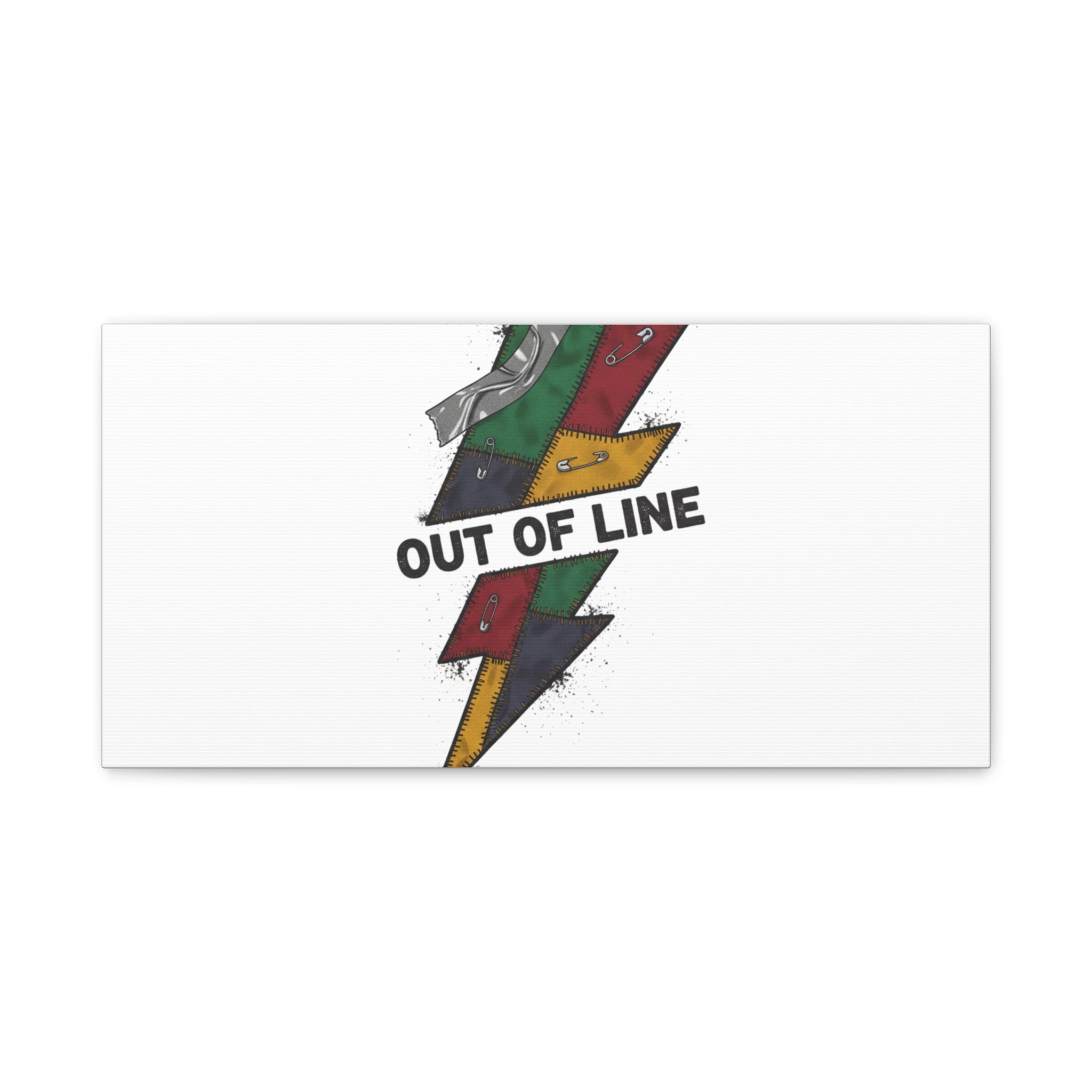 Out of Line Lightning Canvas | Grunge Plaid Patchwork, 90s Rock Revival