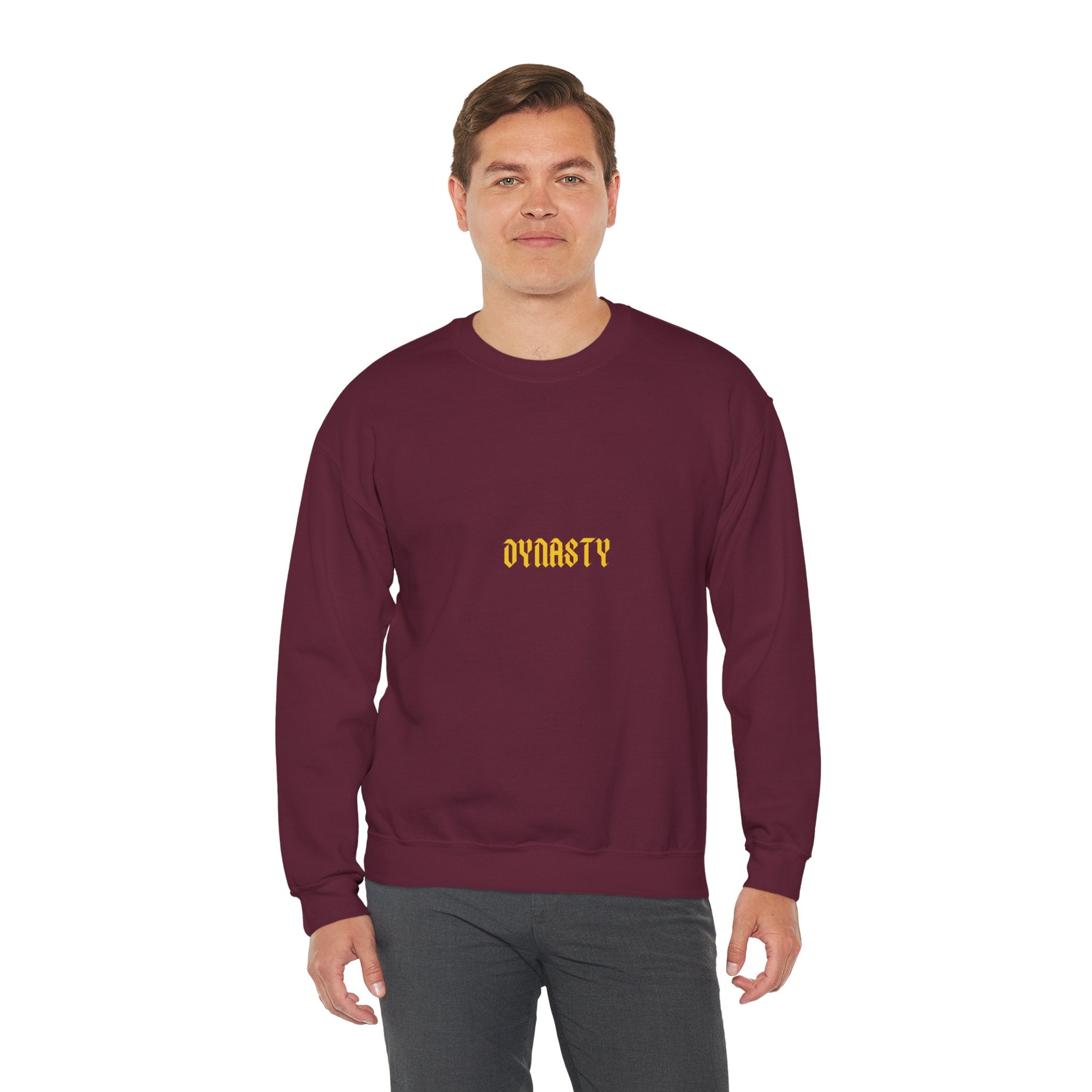 Dynasty Minimalist Crewneck Sweatshirt — Small Gold Text