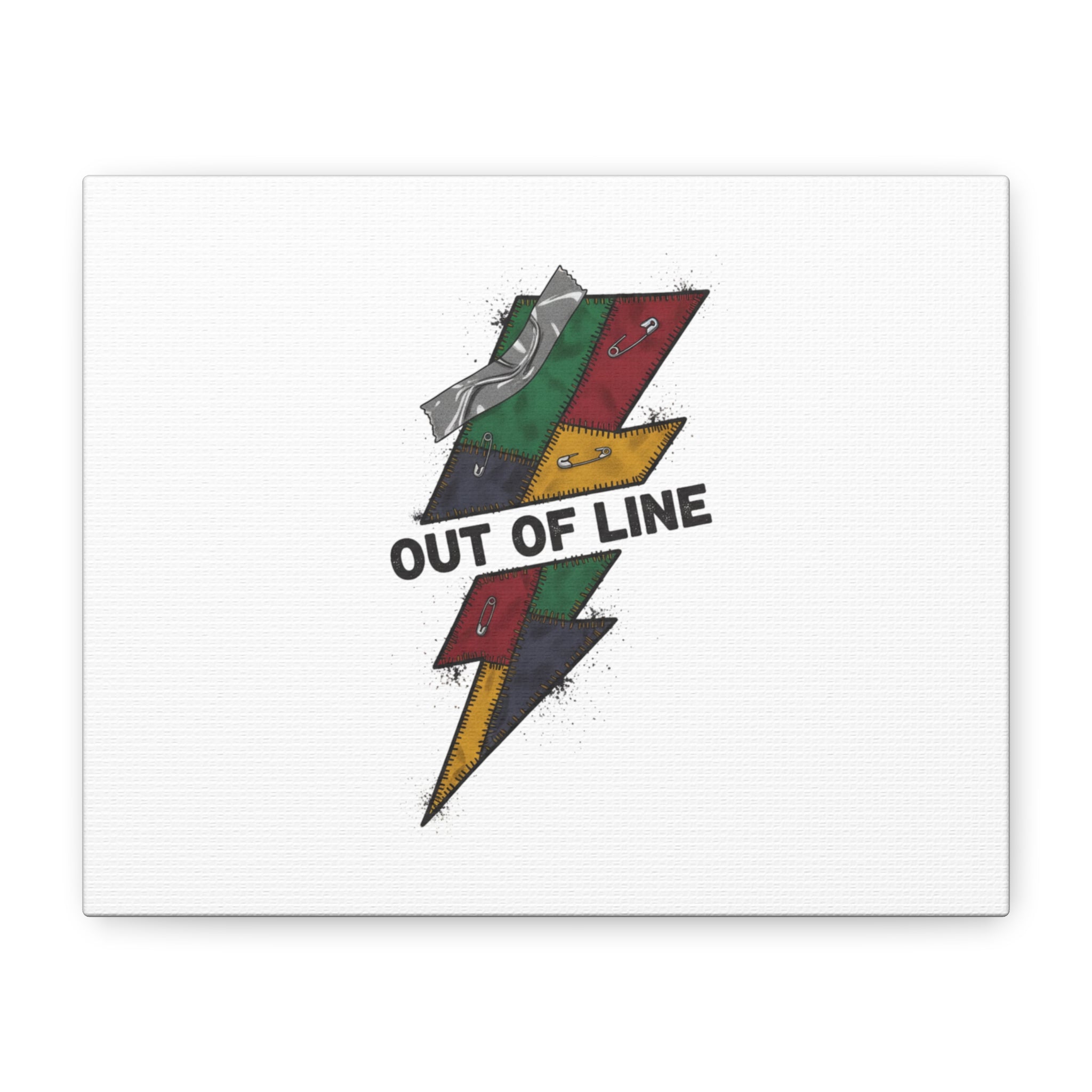 Out of Line Lightning Canvas | Grunge Plaid Patchwork, 90s Rock Revival