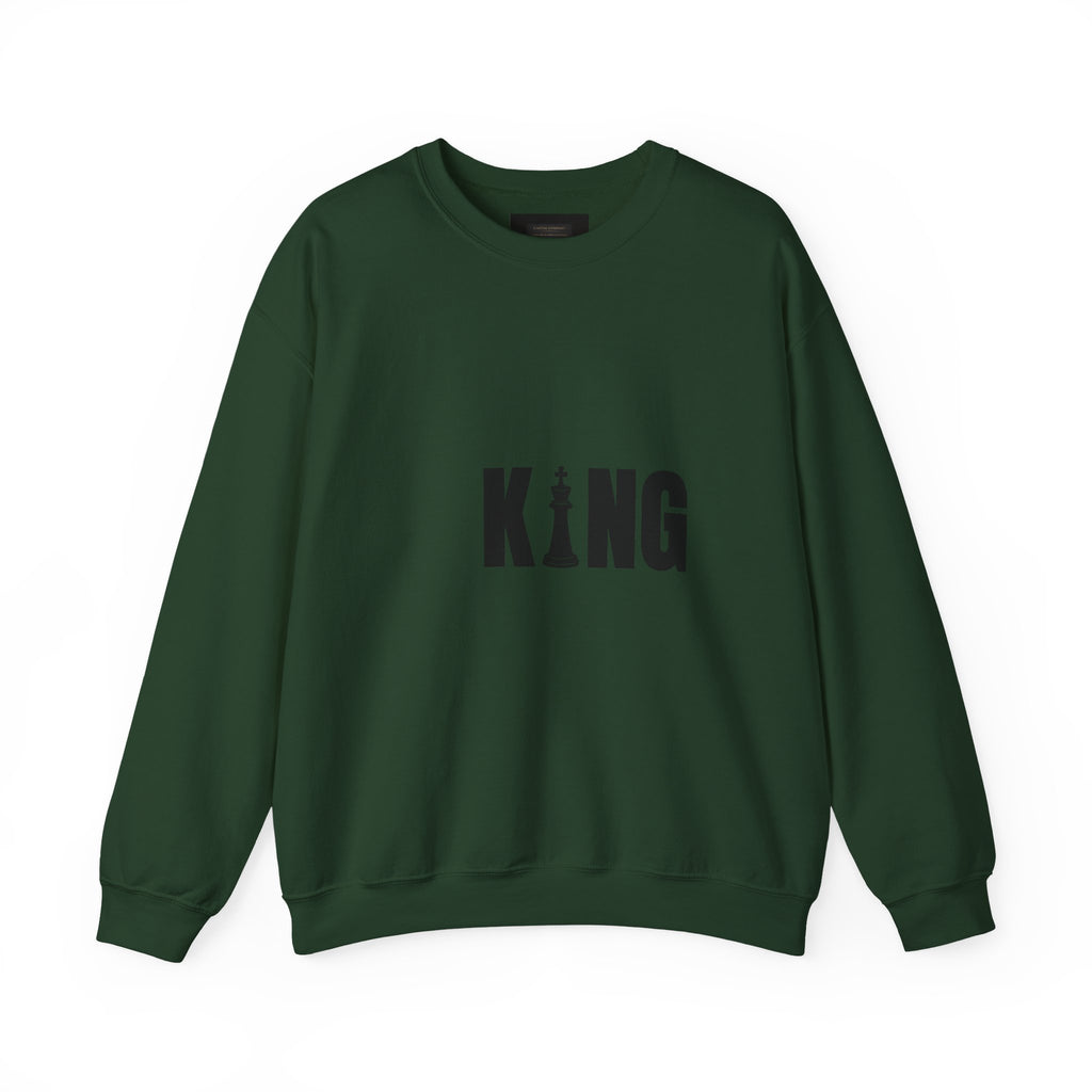 King Chess Piece Crewneck Sweatshirt — Minimalist Chess King Graphic