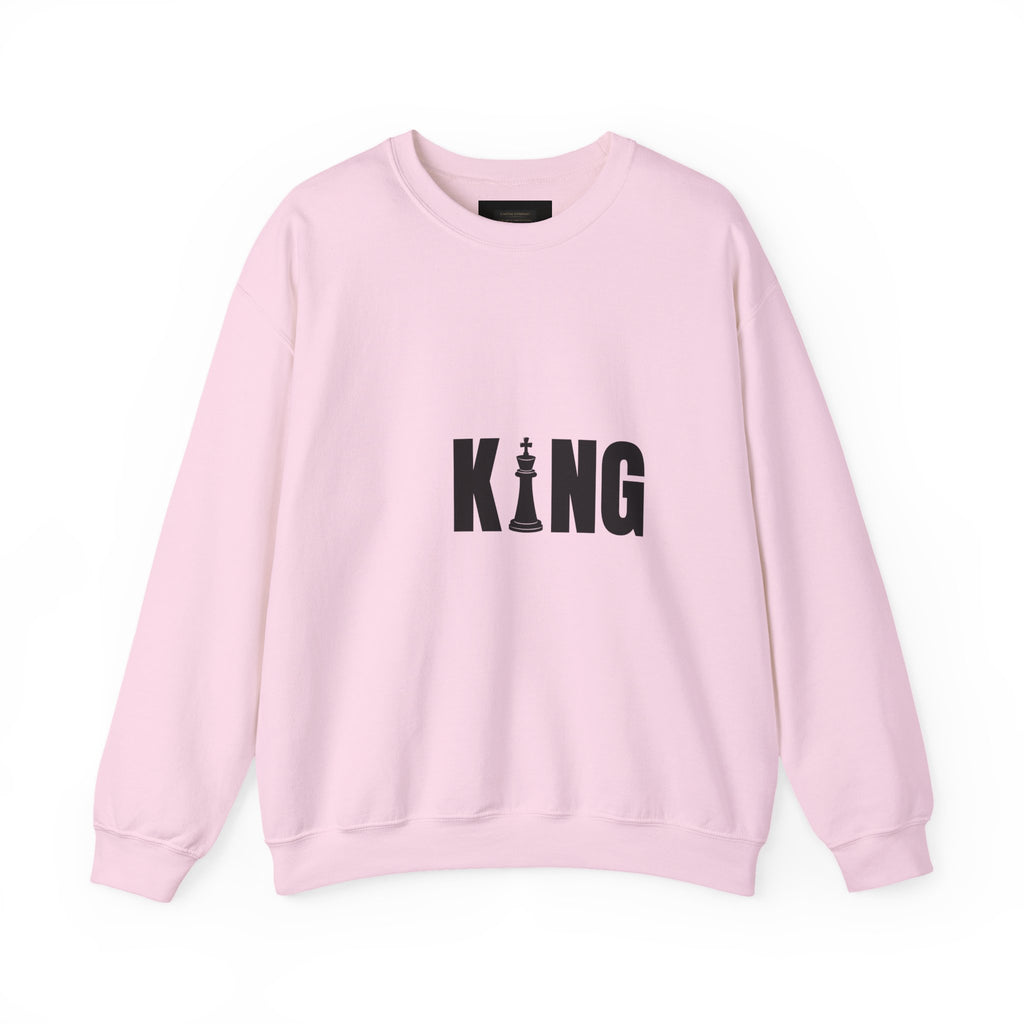 King Chess Piece Crewneck Sweatshirt — Minimalist Chess King Graphic