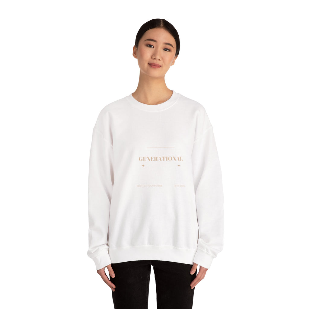 Minimal 'Generationova' White Crewneck Sweatshirt – Subtle Gold Logo