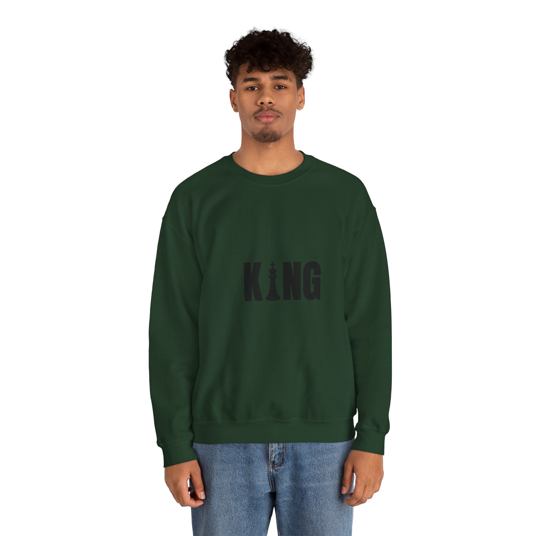King Chess Piece Crewneck Sweatshirt — Minimalist Chess King Graphic