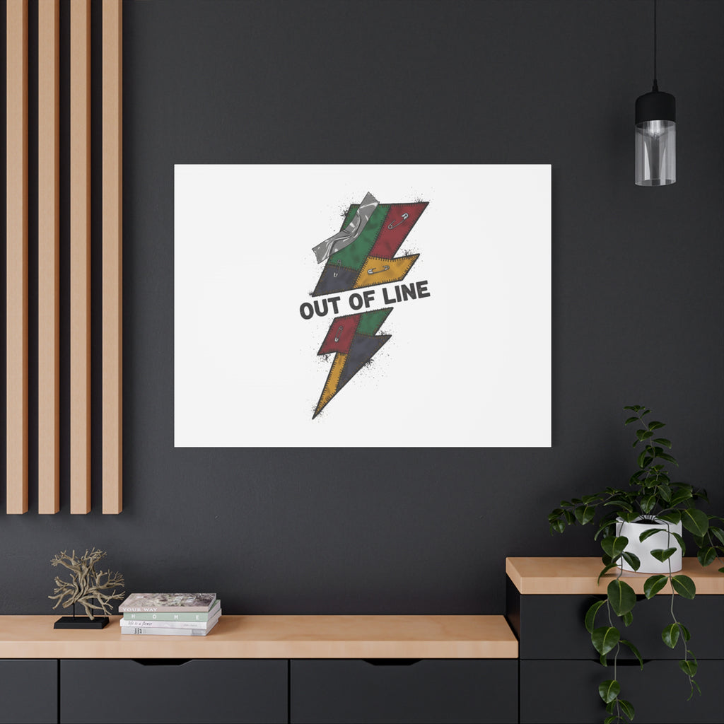 Out of Line Lightning Canvas | Grunge Plaid Patchwork, 90s Rock Revival