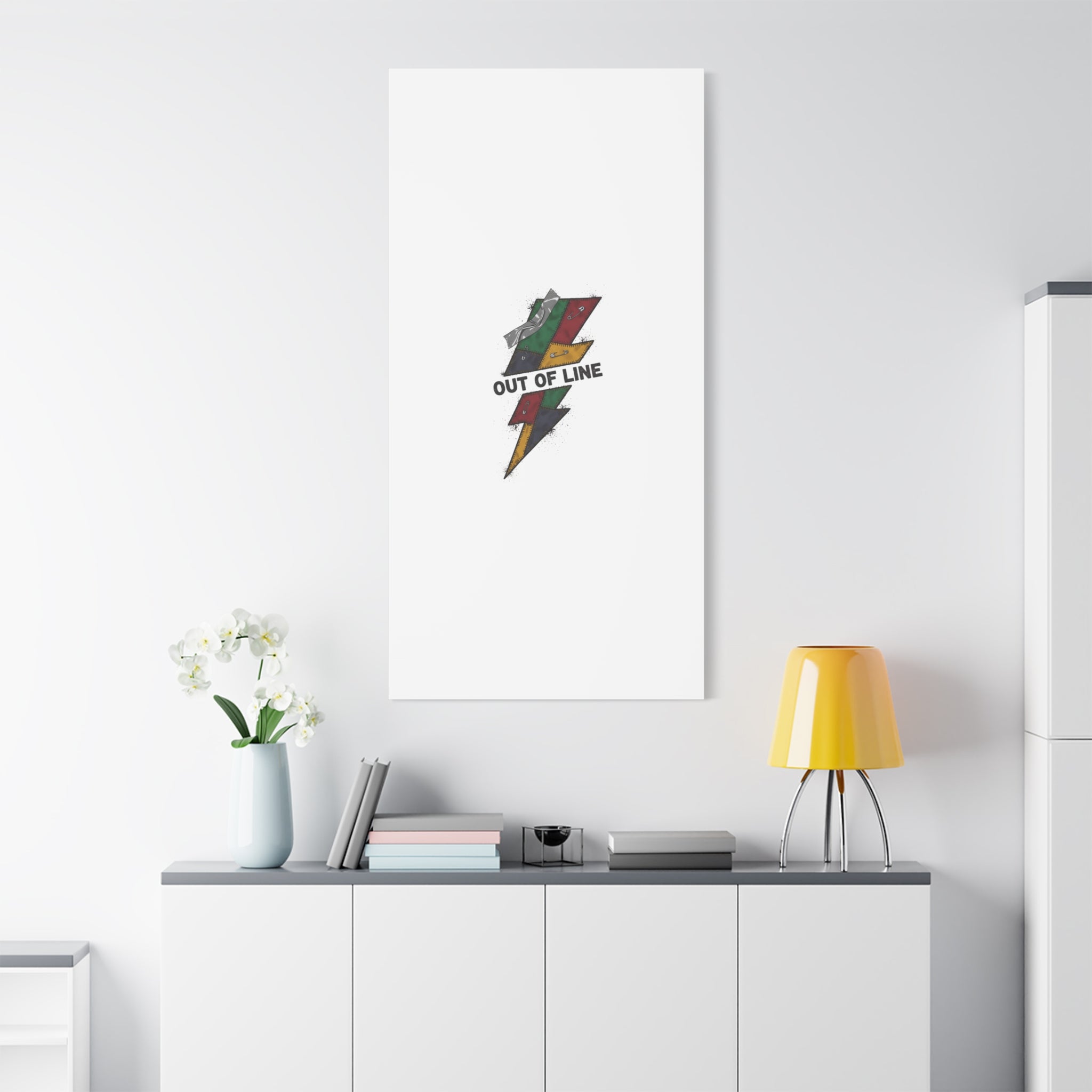 Out of Line Lightning Canvas | Grunge Plaid Patchwork, 90s Rock Revival