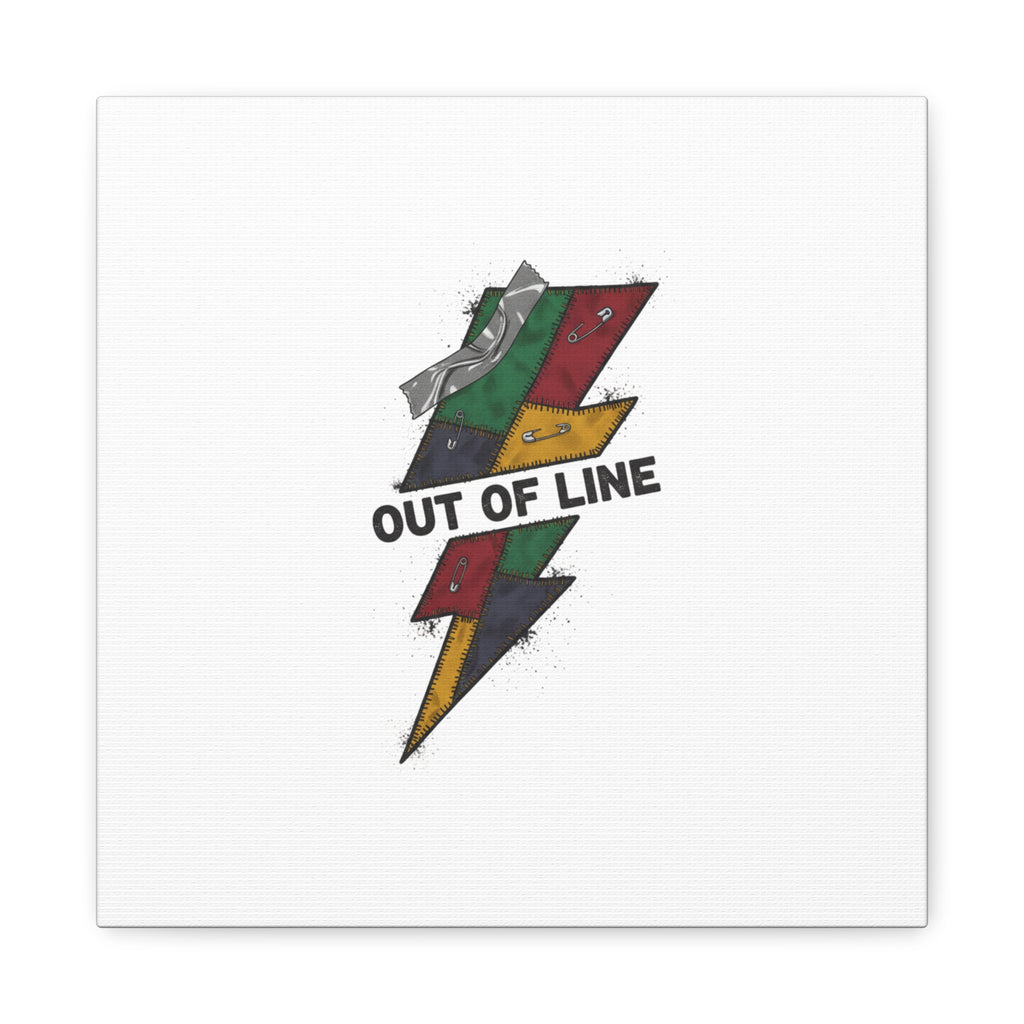 Out of Line Lightning Canvas | Grunge Plaid Patchwork, 90s Rock Revival