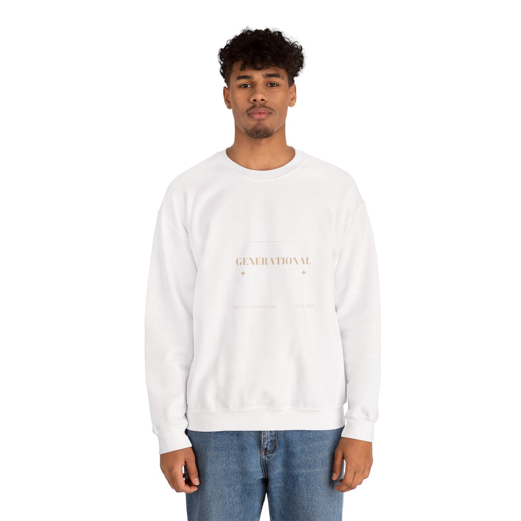 Minimal 'Generationova' White Crewneck Sweatshirt – Subtle Gold Logo