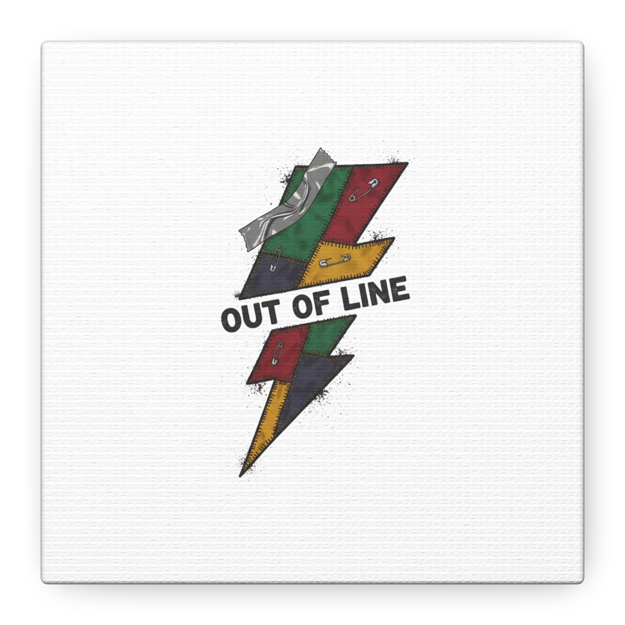 Out of Line Lightning Canvas | Grunge Plaid Patchwork, 90s Rock Revival