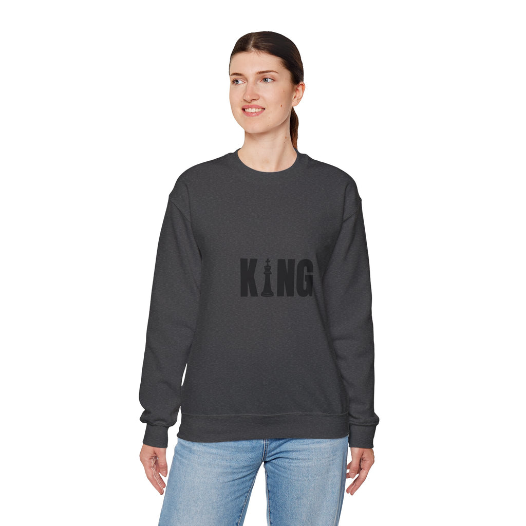 King Chess Piece Crewneck Sweatshirt — Minimalist Chess King Graphic