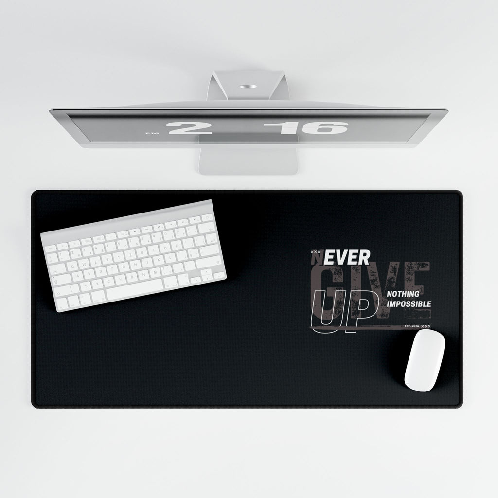 Motivational "Never Give Up" Desk Mat – Large Anti-Slip Mouse Pad