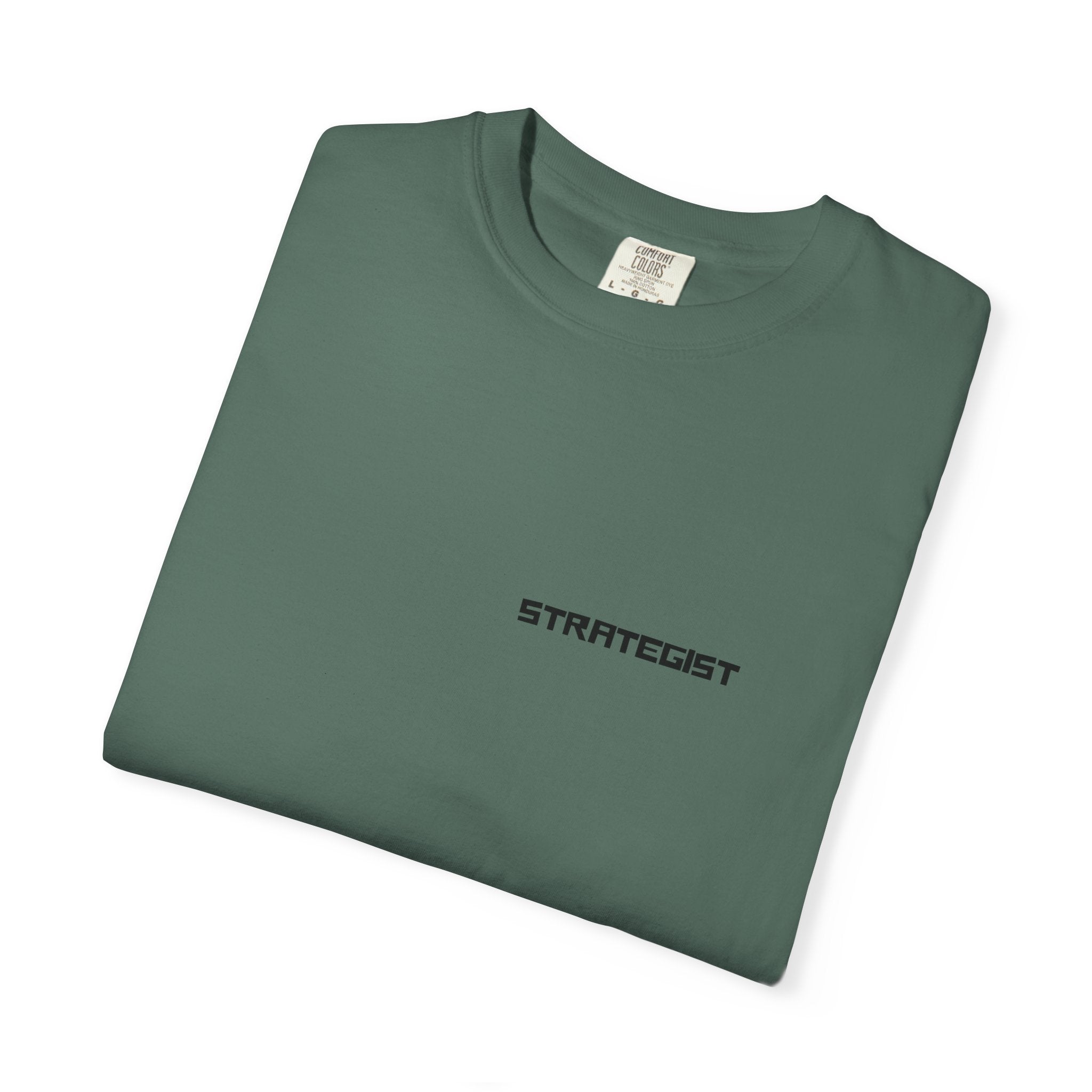 Strategist Minimalist Tee — Small Chest Text Graphic T-Shirt