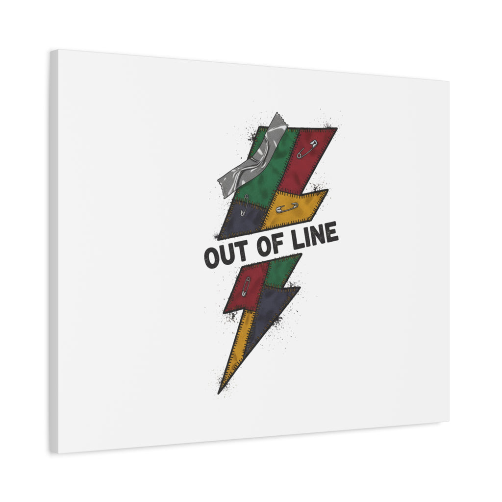 Out of Line Lightning Canvas | Grunge Plaid Patchwork, 90s Rock Revival