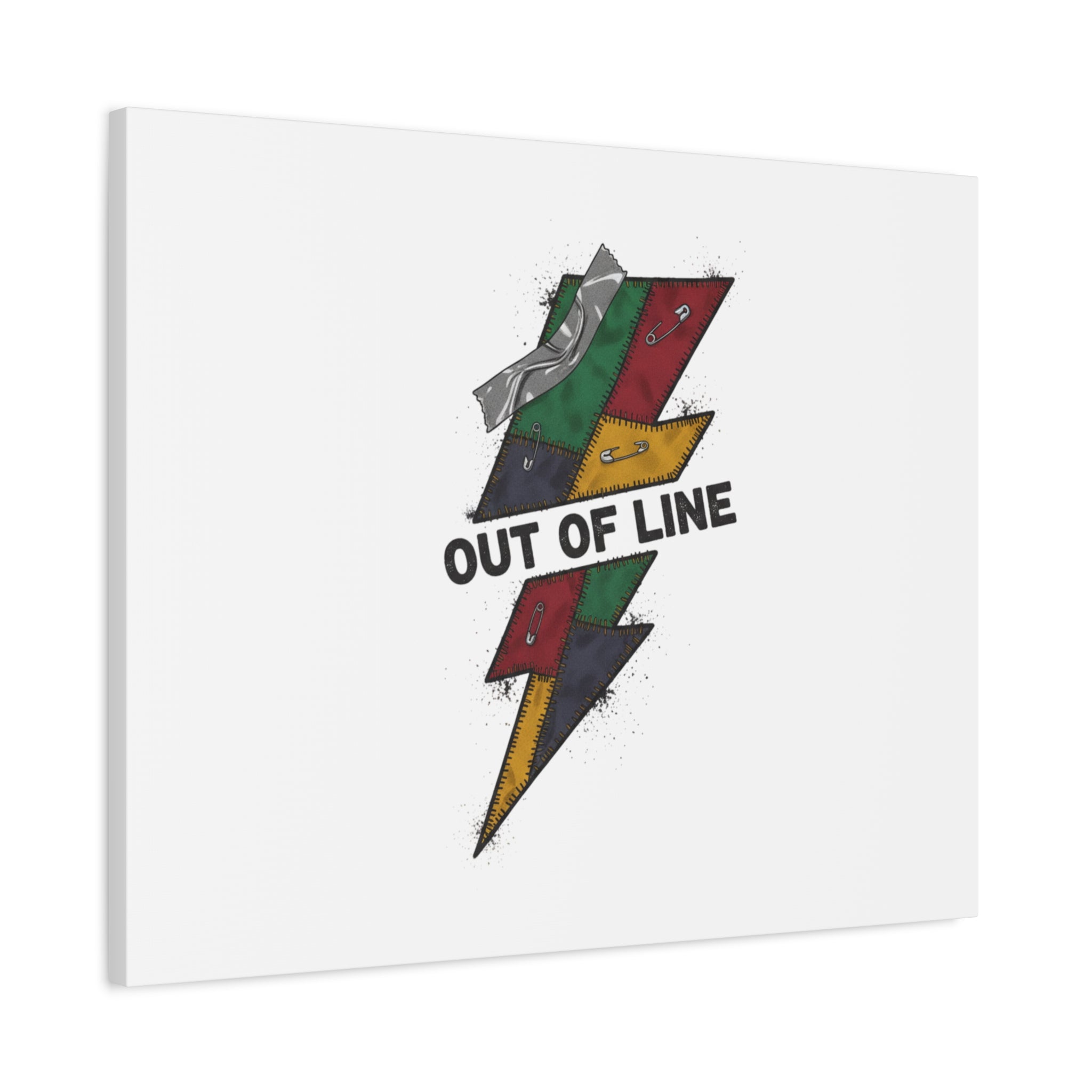 Out of Line Lightning Canvas | Grunge Plaid Patchwork, 90s Rock Revival