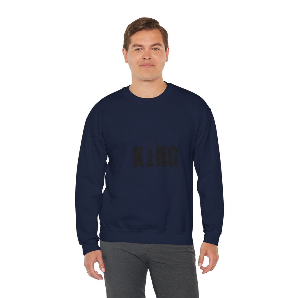 King Chess Piece Crewneck Sweatshirt — Minimalist Chess King Graphic