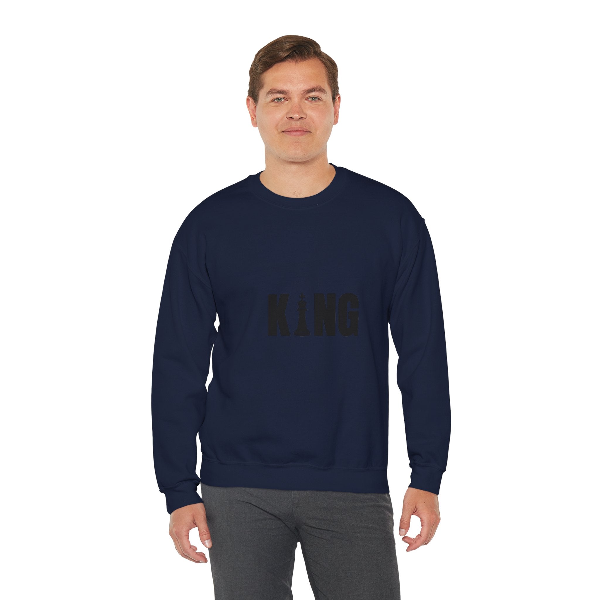 King Chess Piece Crewneck Sweatshirt — Minimalist Chess King Graphic