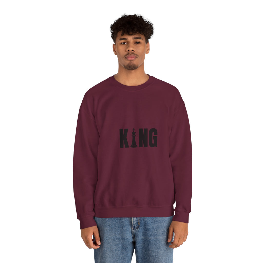 King Chess Piece Crewneck Sweatshirt — Minimalist Chess King Graphic