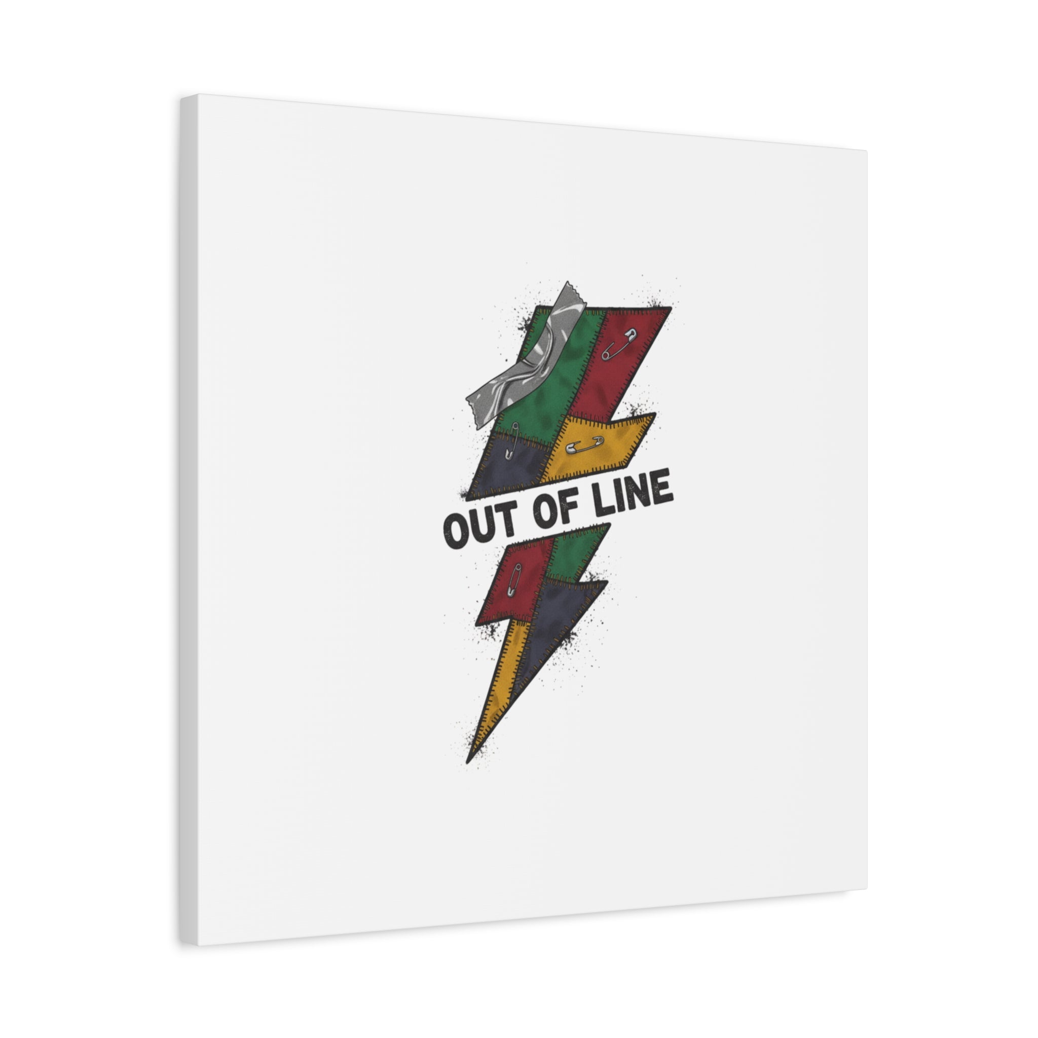 Out of Line Lightning Canvas | Grunge Plaid Patchwork, 90s Rock Revival