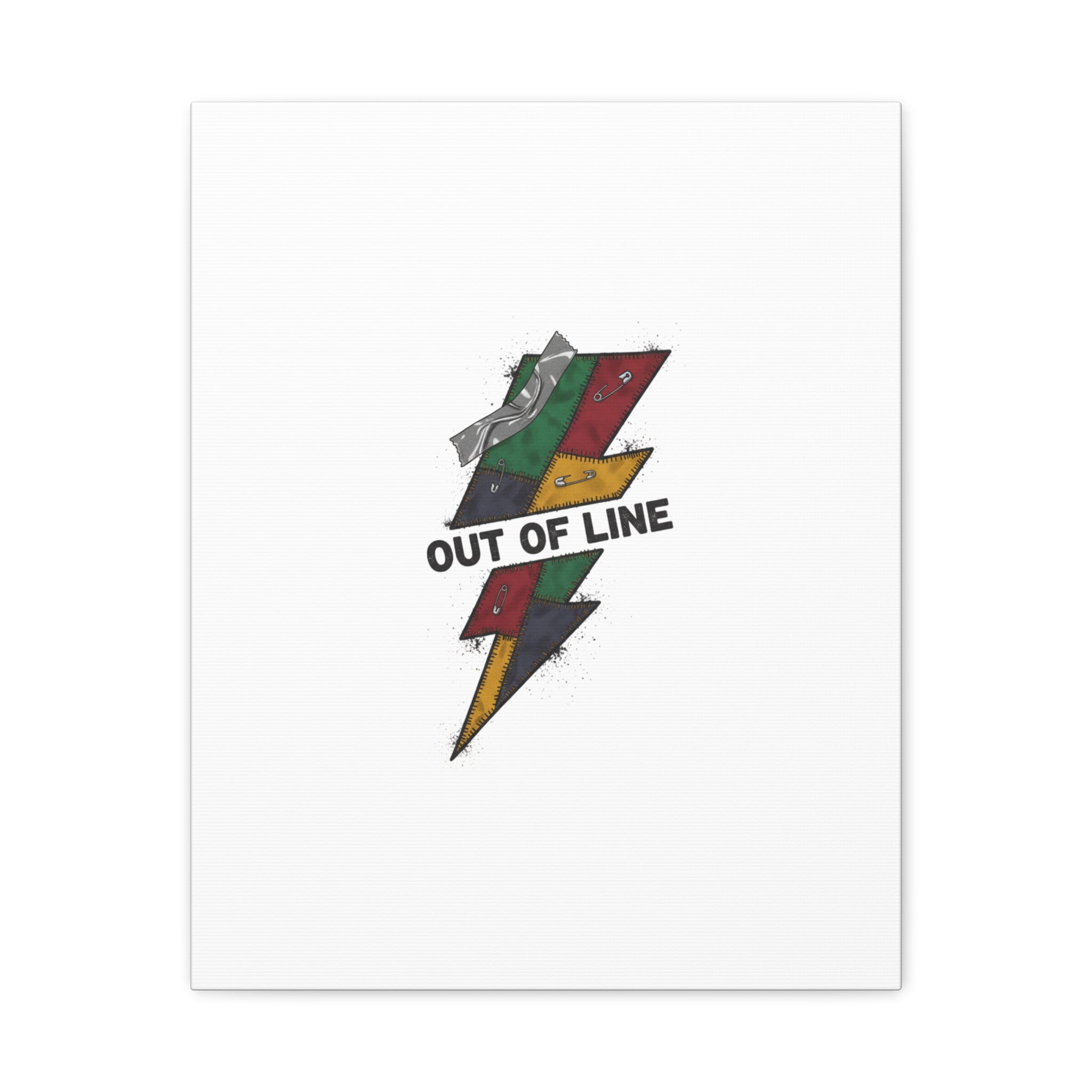 Out of Line Lightning Canvas | Grunge Plaid Patchwork, 90s Rock Revival