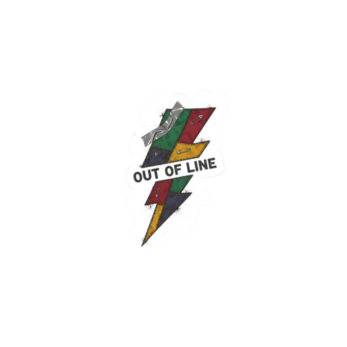Out of Line Lightning Sticker | grunge sticker, plaid patchwork