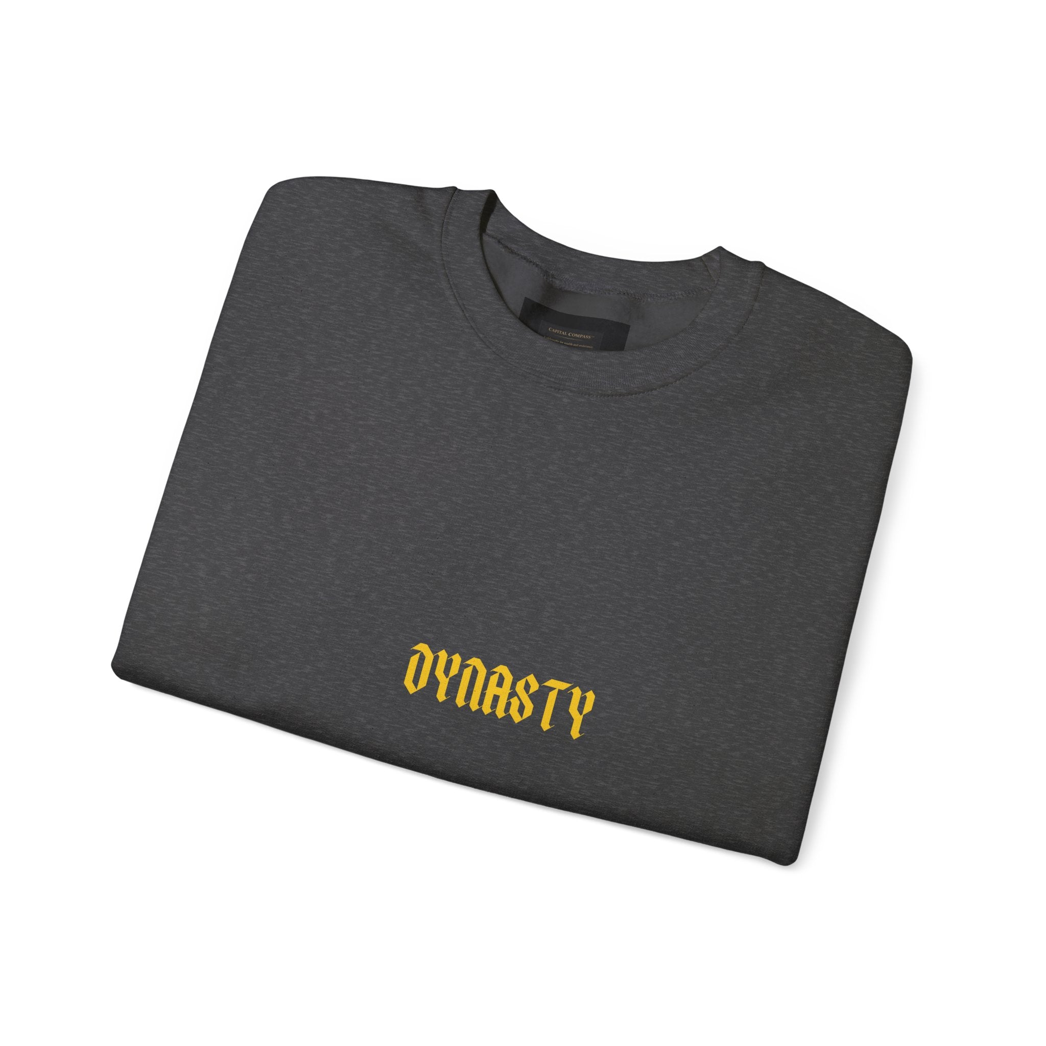 Dynasty Minimalist Crewneck Sweatshirt — Small Gold Text