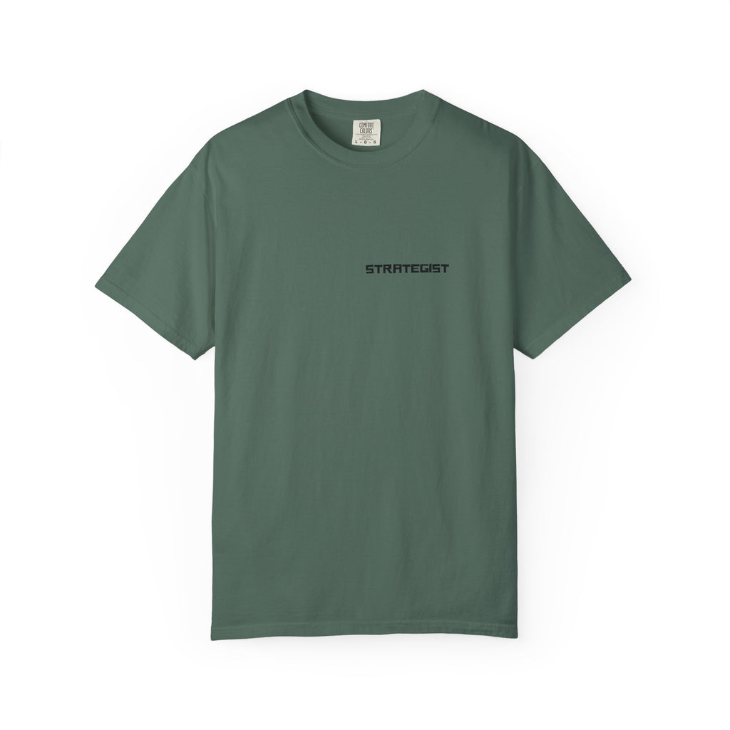 Strategist Minimalist Tee — Small Chest Text Graphic T-Shirt
