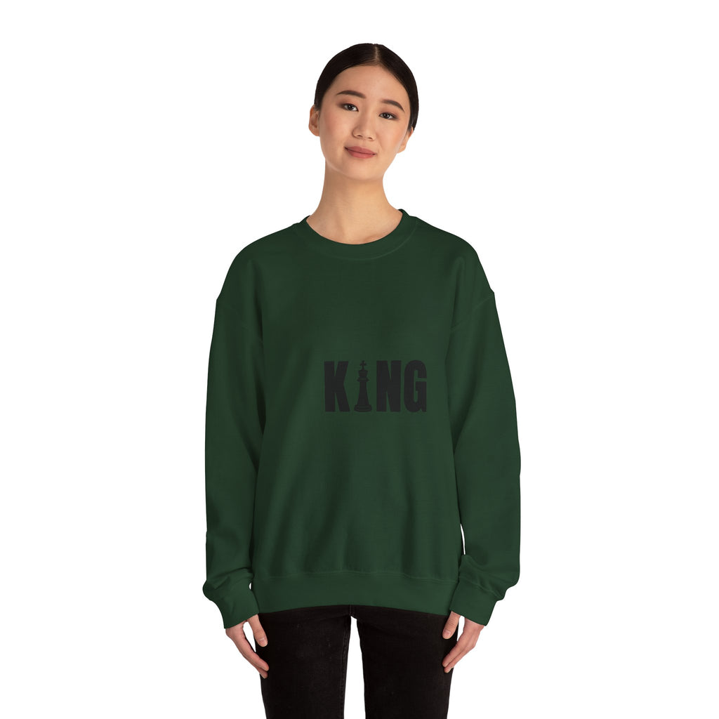 King Chess Piece Crewneck Sweatshirt — Minimalist Chess King Graphic